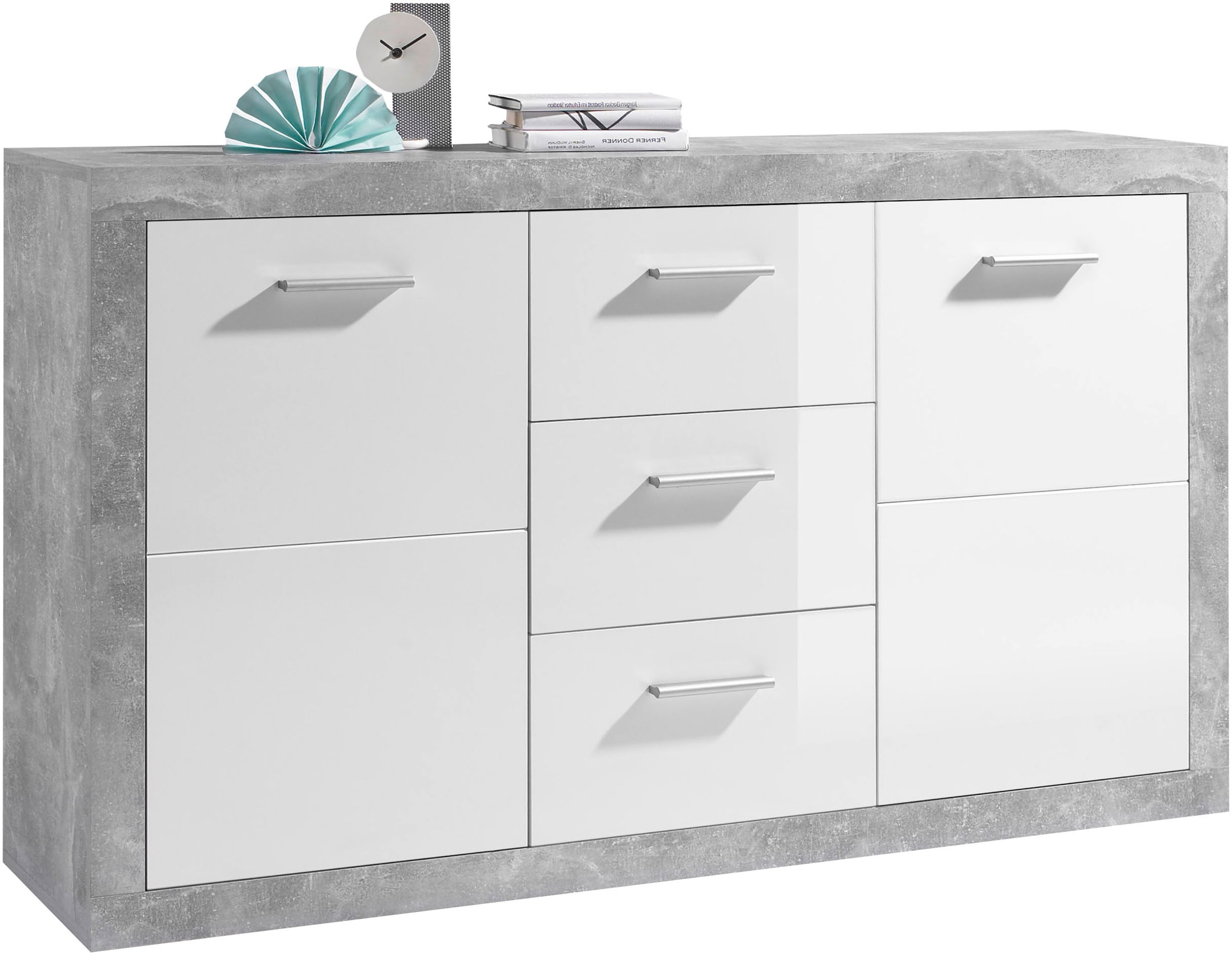 Sideboard »Stone«, (1 St.), weiß Hochglanz, Sideboard mit Schubkästen