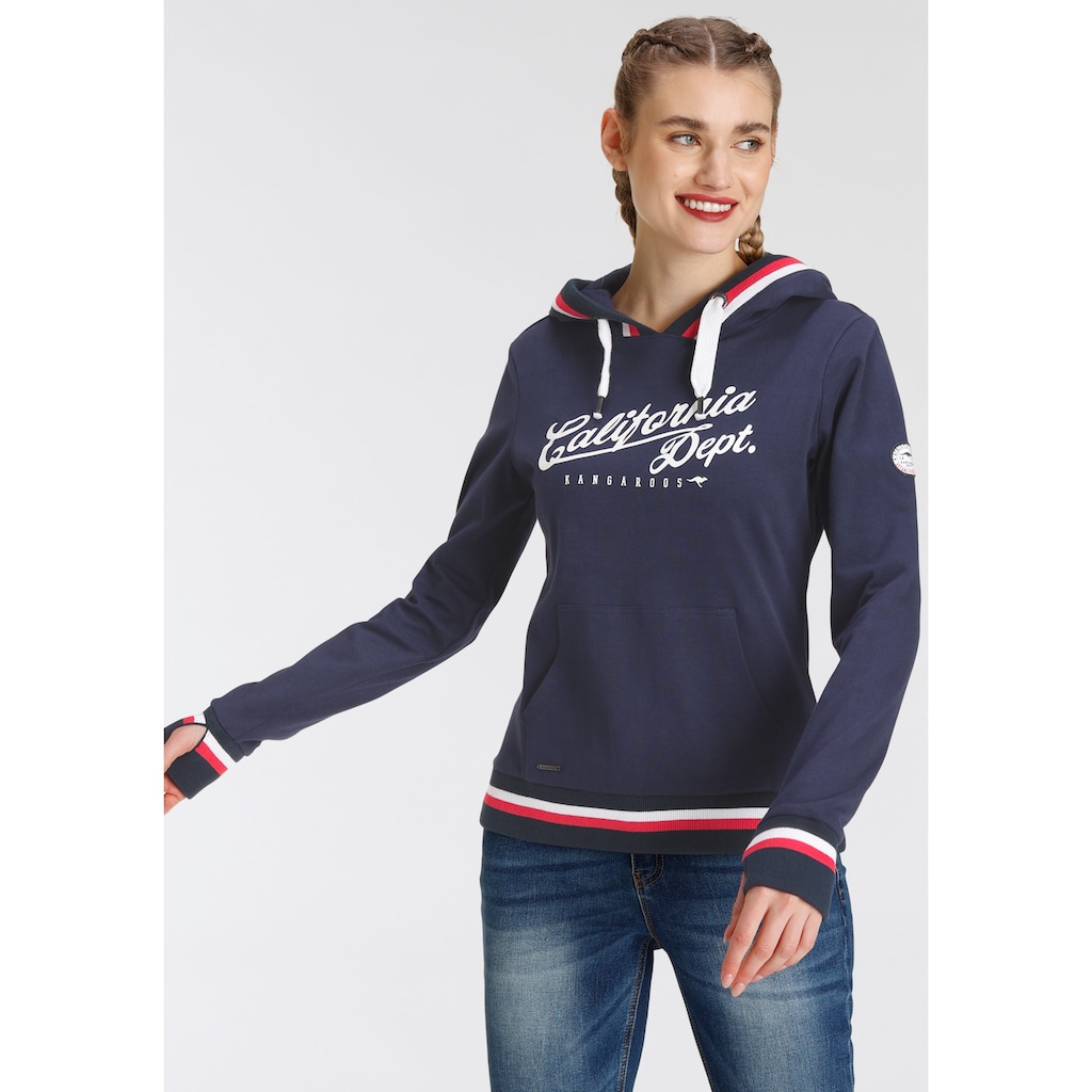 KangaROOS Kapuzensweatshirt mit großen Logoschriftzug & Kontraststreifen NEUE KOLLEKTION KangaROOS Kapuzensweatshirt mit großen Logoschriftzug & Kontraststreifen NEUE KOLLEKTION