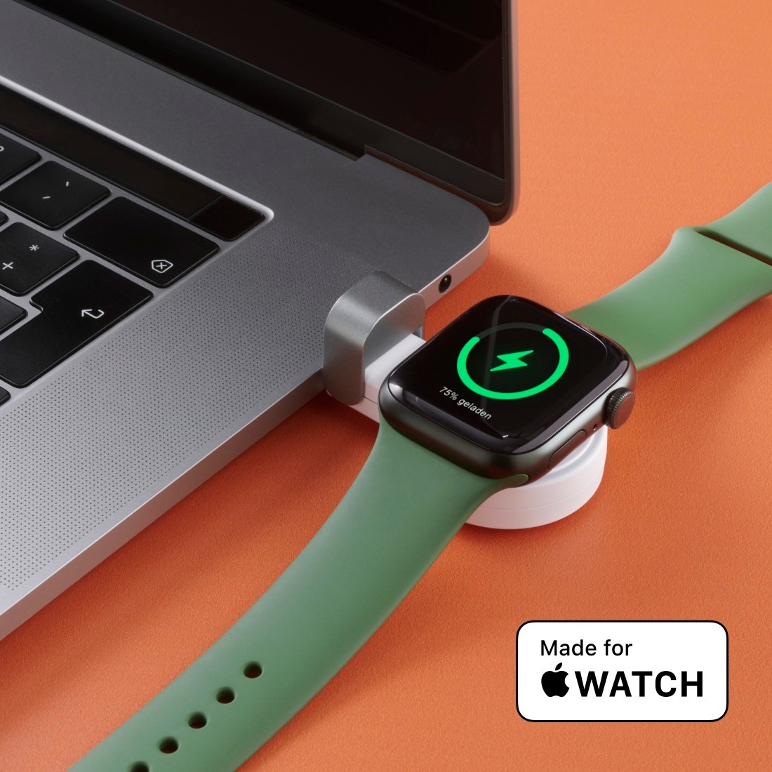 Hama USB-Ladegerät »Kabelloses Ladegerät für Apple Watch, mit USB-C Anschluss«, (1 St.), Wireless Charger, Magnetische Ausrichtung, Schnellladegerät