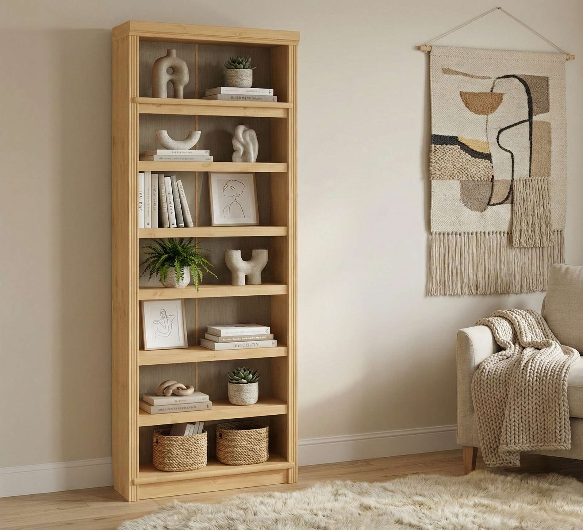 OTTO home Bücherregal "Soeren Regal B/T/H: 80/29/220 cm" 7 offene Fächer, massive Kiefer, FSC-zertifiziert