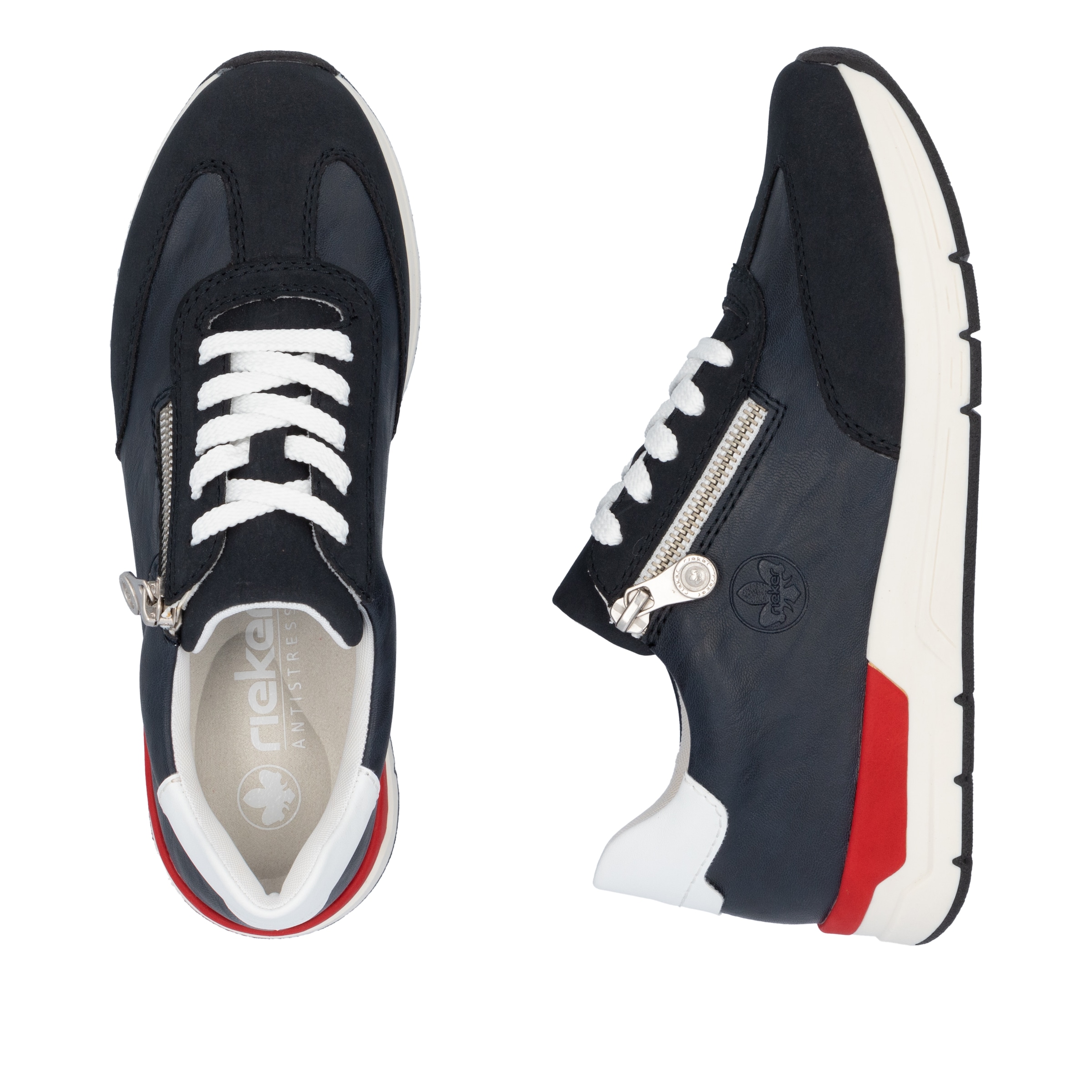 Rieker Keilsneaker, Halbschuh, Freizeitschuh, Schnürschuh mit seiltichem Reißverschluss