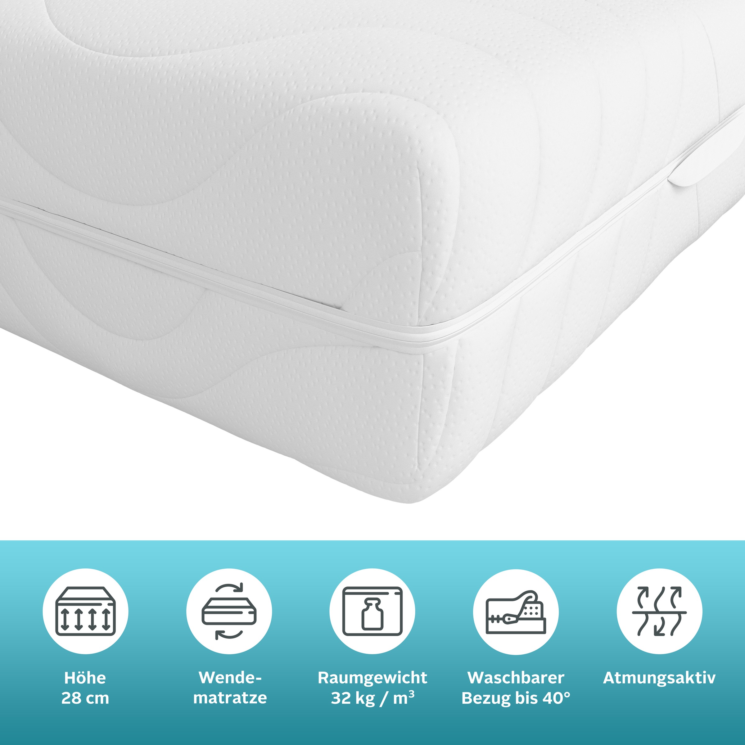 Thumbnail - Älgdröm Komfortschaummatratze "NEUHEIT, PREMIUM Lasse, Matratze 90x200 cm & weitere Größen" 28 cm hoch 1 Stk. tlg. Wende...