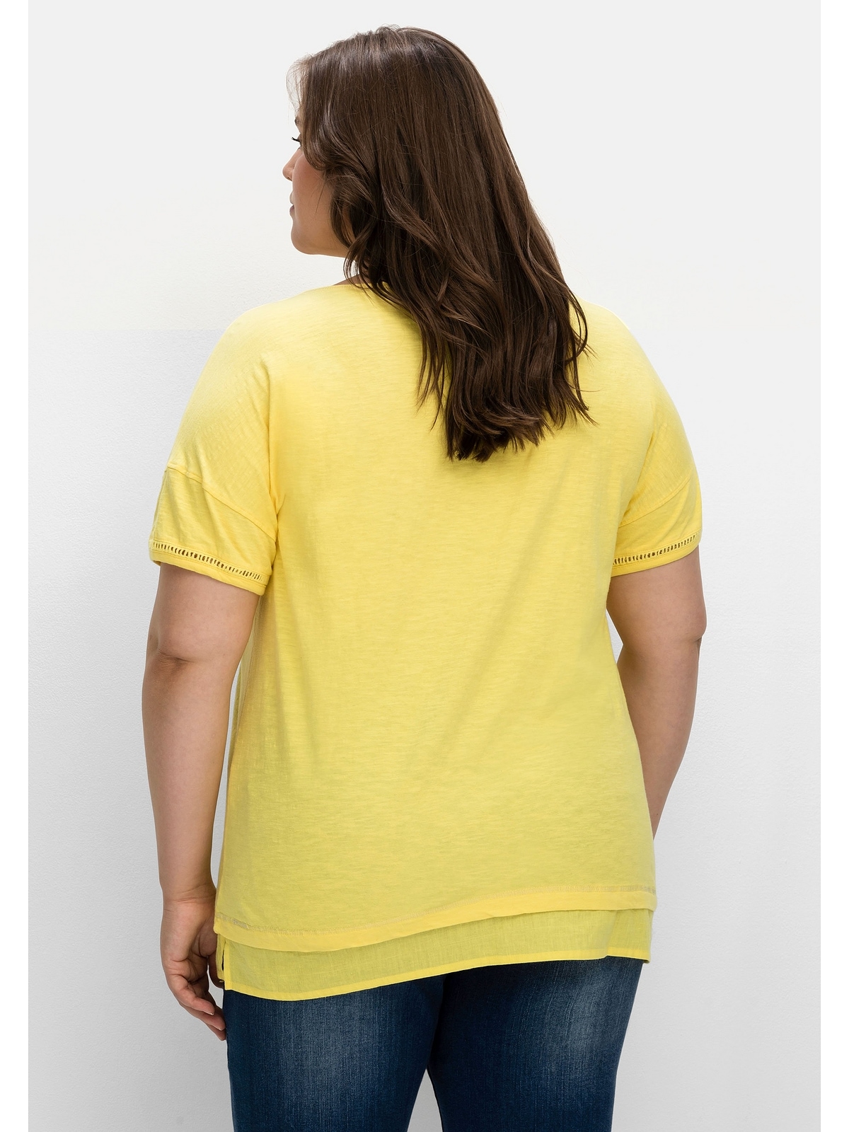 Sheego T-Shirt »Große Größen«, mit Blusenbesatz Saum für am | kaufen BAUR