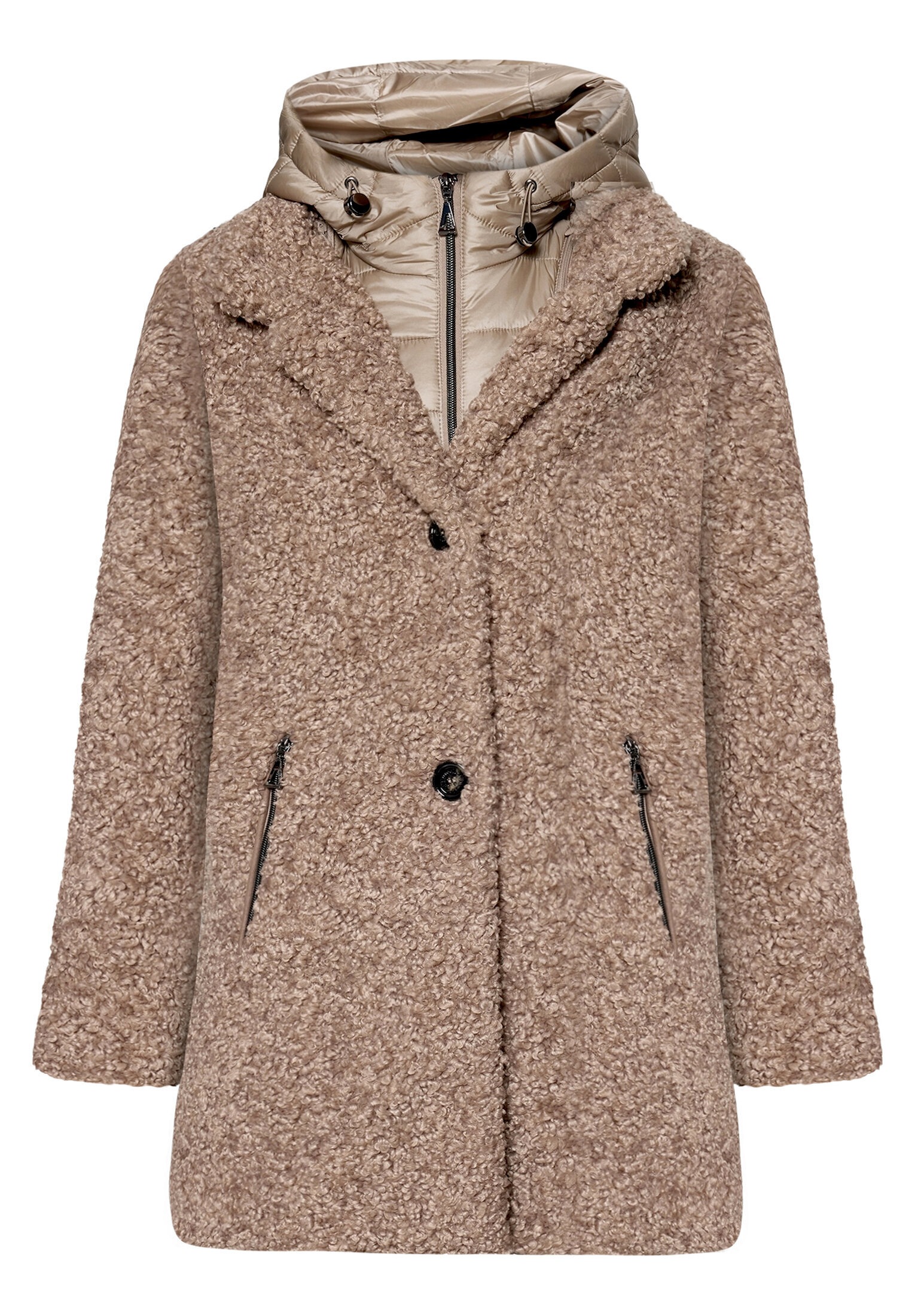Amber & June Plüschjacke »Damen mit abnehmbarem Westenteil« mit Kapuze