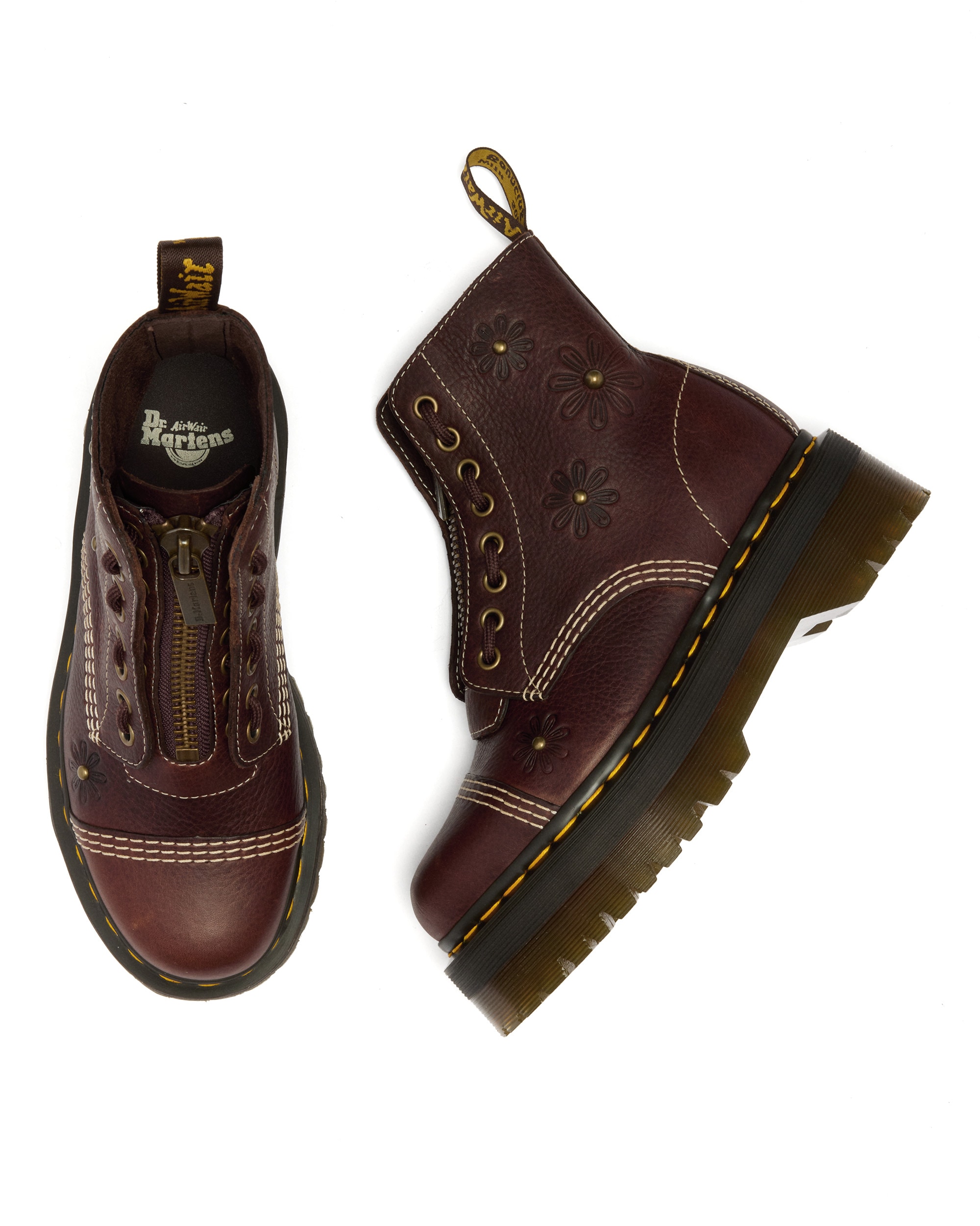 DR. MARTENS Plateaustiefelette »Sinclair Flower«  Plaeau, Stiefelette, Front Zip Boots mit Flower Prägung und Nieten