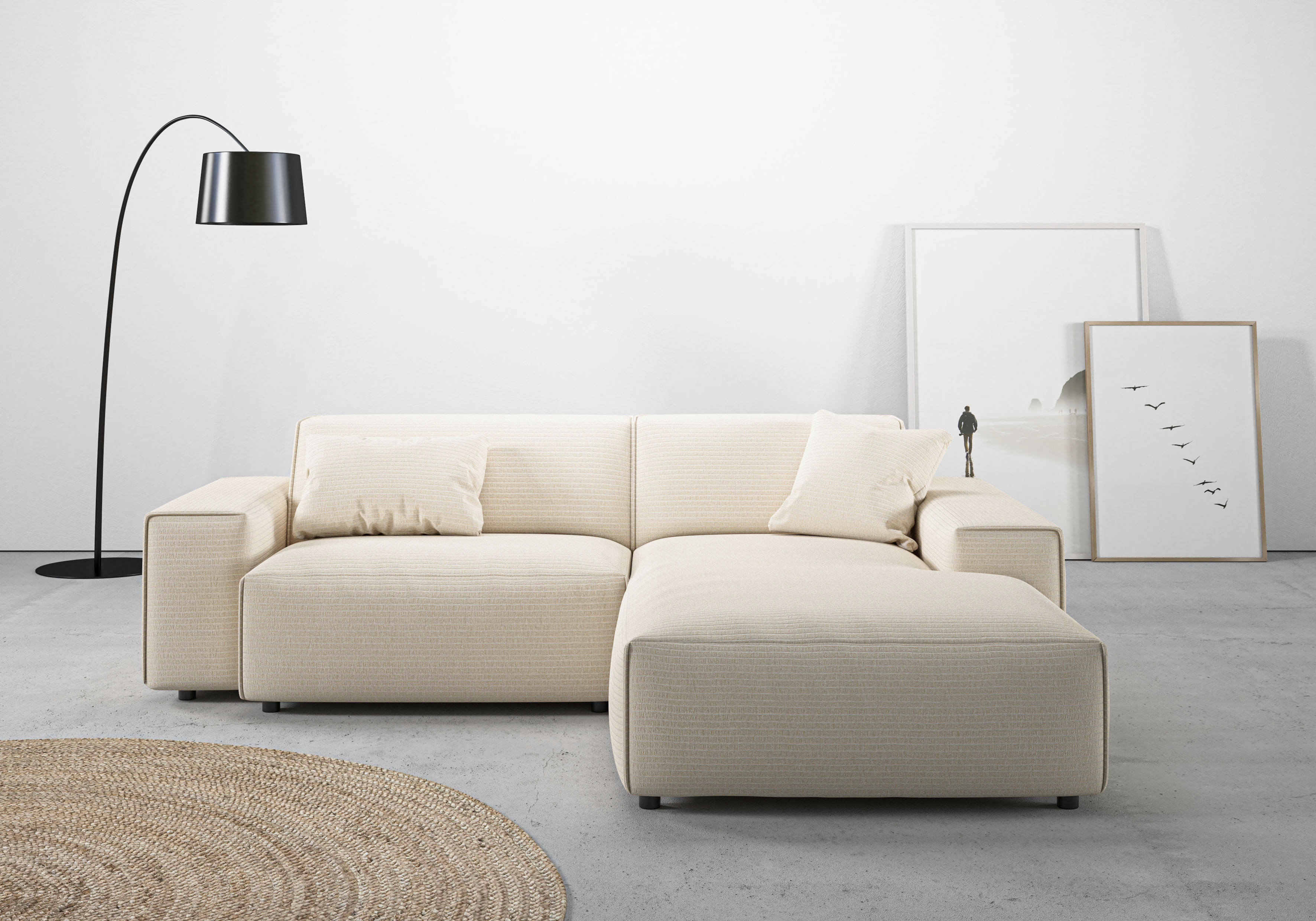 Home affaire Ecksofa "Glimminge L-Form auch in Breitcord, Feincord + Easy care-Bezug," Breite 234, Zierkissen