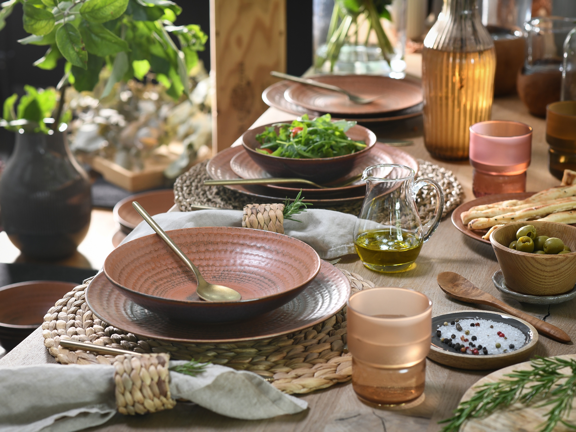 CreaTable Teller-Set »Neapel, Service 16-tlg.« Teller Set, Edles Tellerset, Vulkanoptik