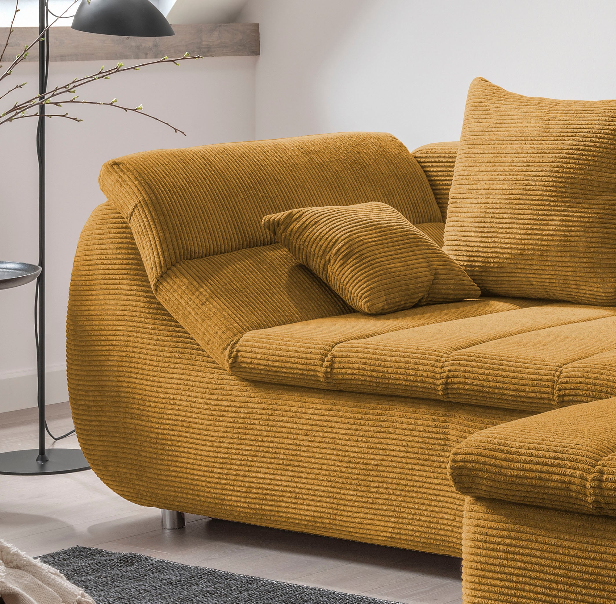 INOSIGN Ecksofa »Imola elegant und bequem, aktuelle Steppung im Sitz, L-Form«, wahlweise mit Bettfunktion