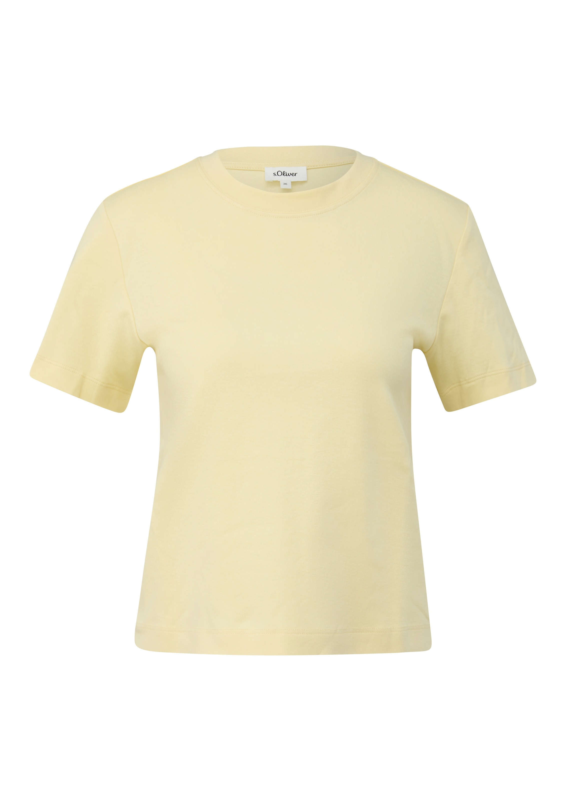 T-Shirt S.OLIVER, Damen, Gr. 46, vanilla, Jersey, Obermaterial: 100% Baumwolle, gerade hüftbedeckend, Rundhals, Shirts T-Shirt, mit halbem Arm 3