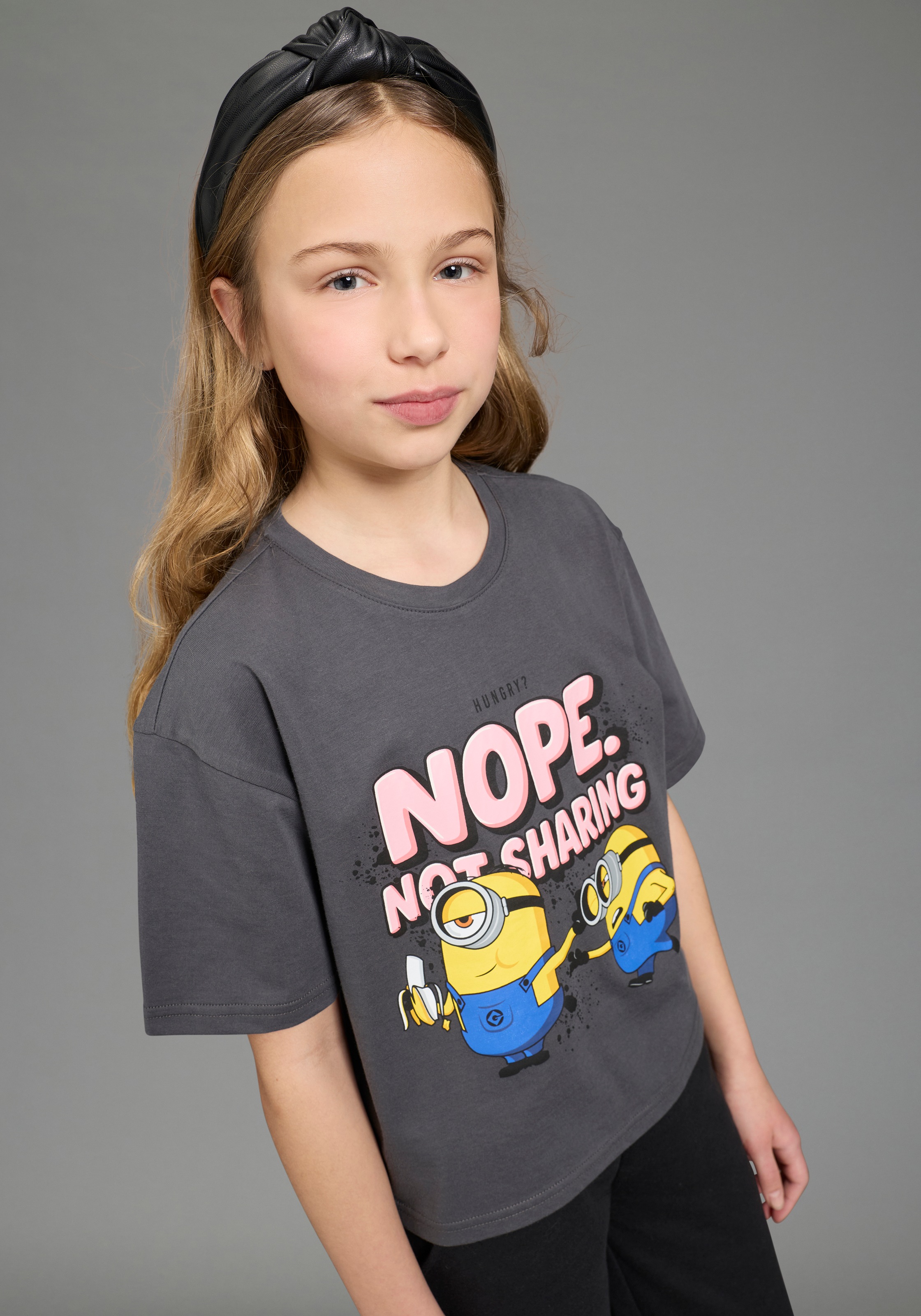 KIDSWORLD T-Shirt "MINIONS T-Shirt für TEENS Girls: NOPE" für Mädchen, Kurzarm, bedruckte Optik, Basic Passform