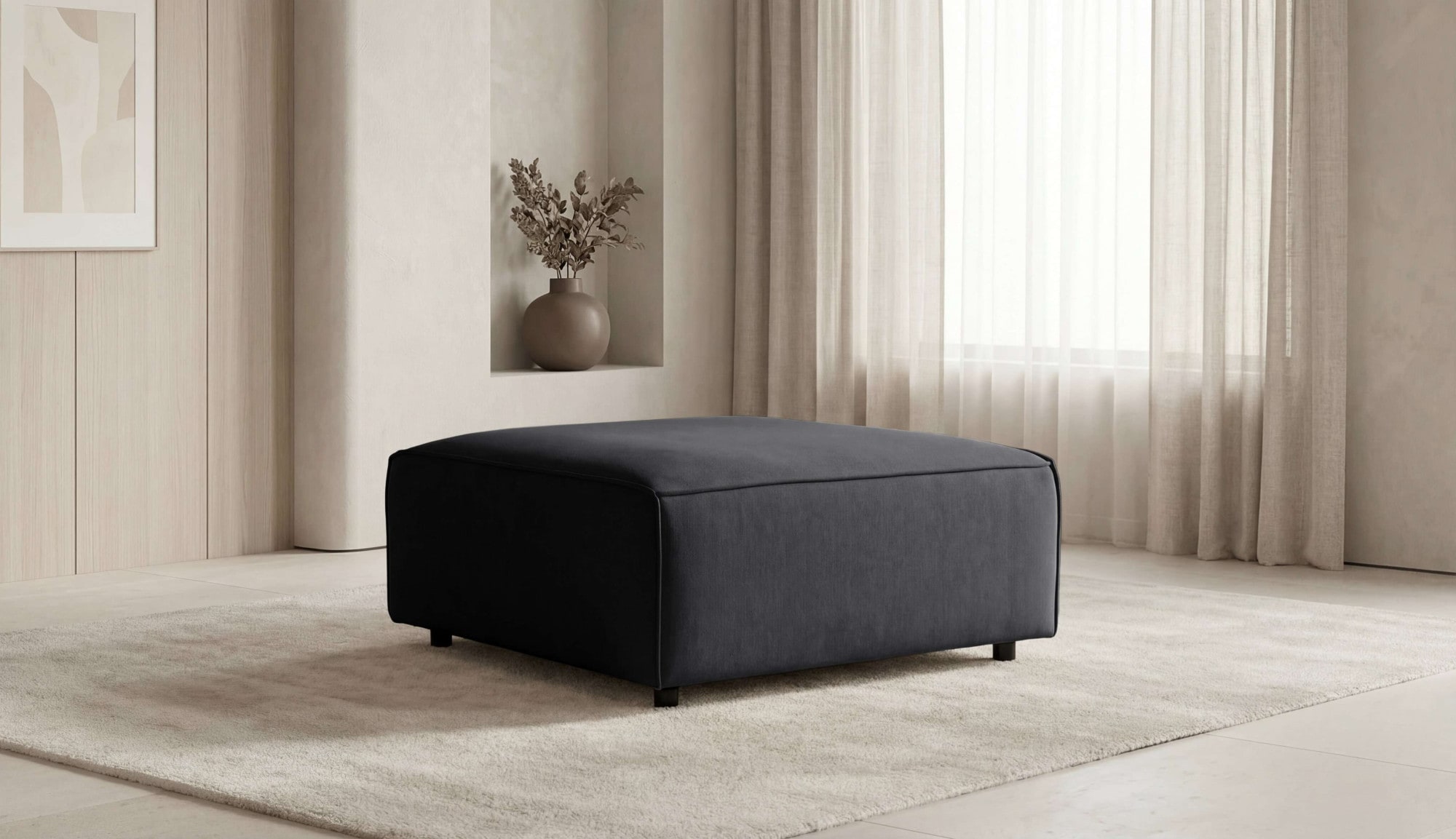 OTTO home Polsterhocker "Jorrena, extra weicher Chenille-Stoff" Praktische Ergänzung, 105x105 cm, mit Wellenunterfederung