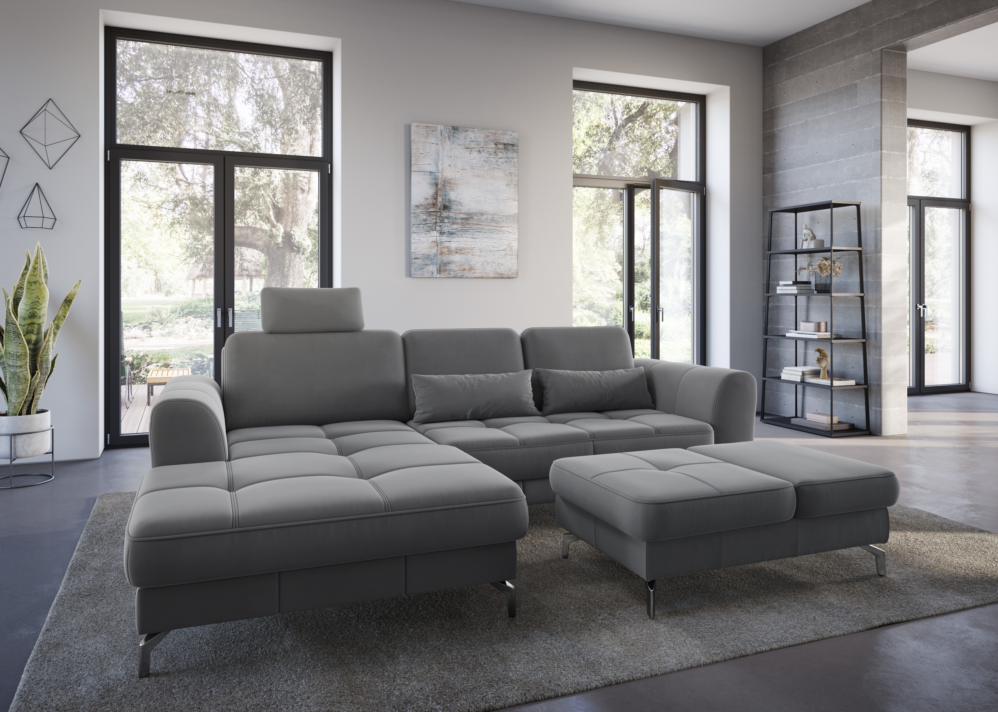 sit&more Ecksofa "Bendigo L-Form" inklusive Sitztiefenverstellung, Bodenfreiheit 12 cm, in 2 Fußfarben