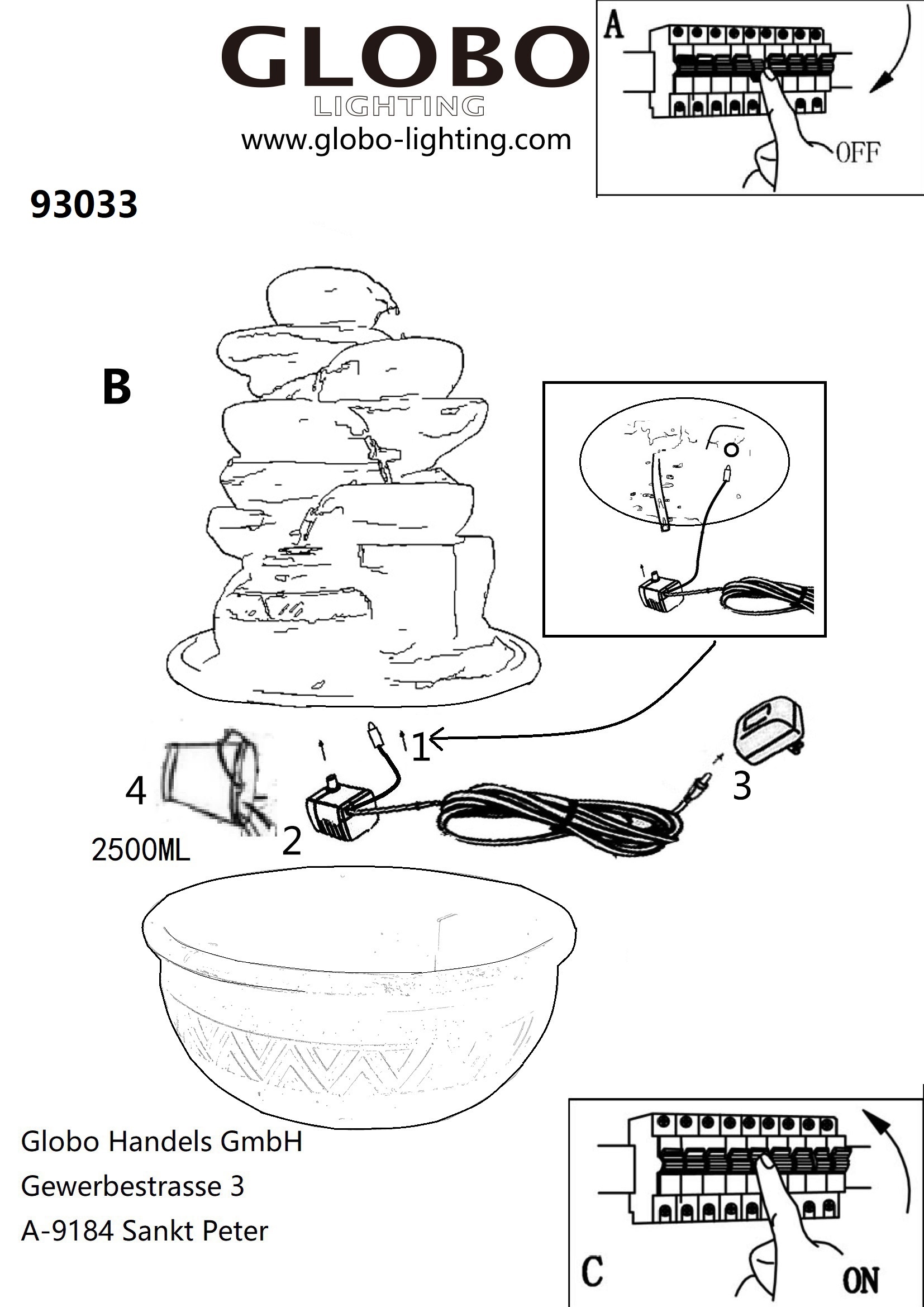 GLOBO LIGHTING Dekolicht »FONTANA« LED-Modul 1 Stk. Brunnen Grau/Schwarz, RGB, Licht aufwärts, 12V