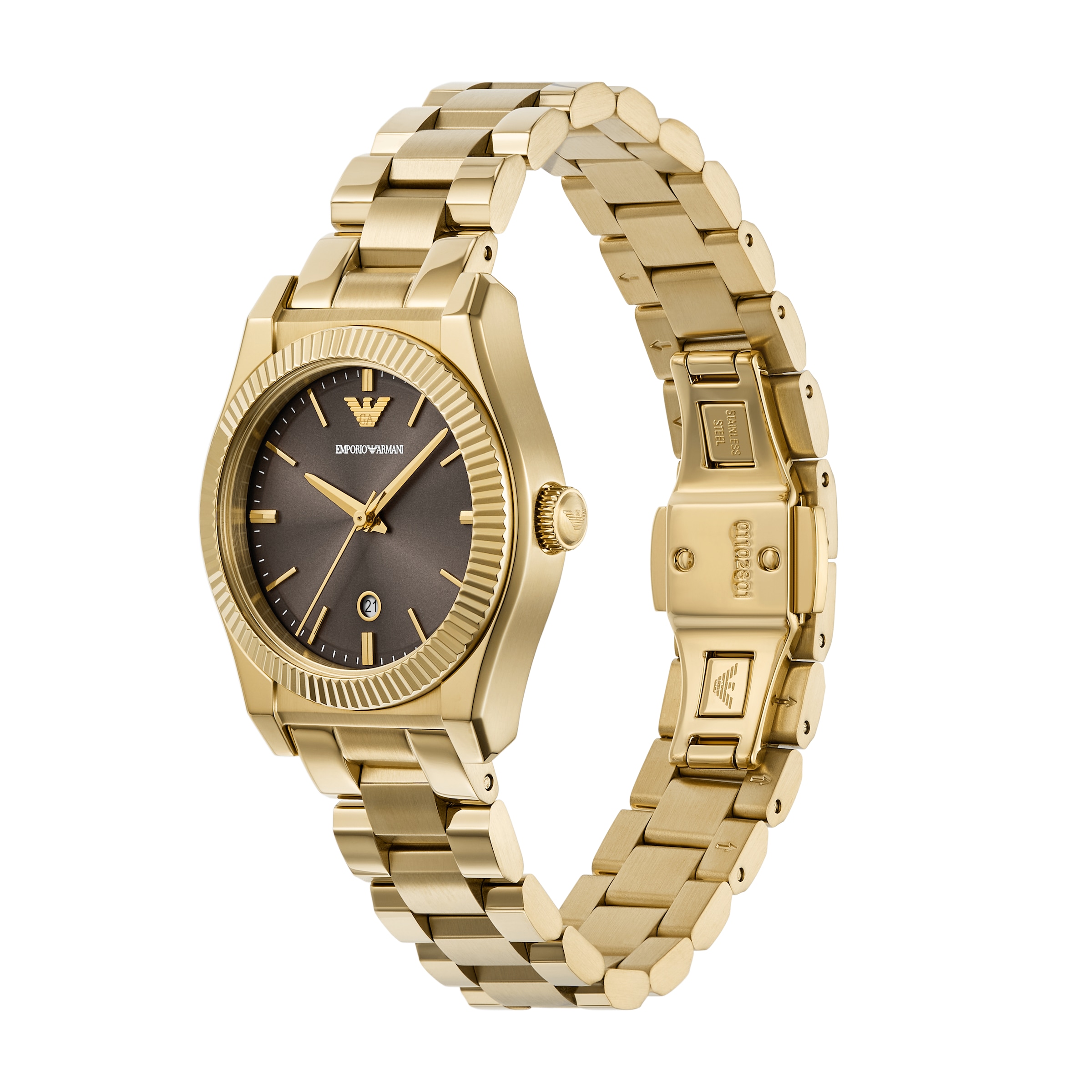 Emporio Armani Quarzuhr, Armbanduhr, Damenuhr, Edelstahlarmband, analog, Tag