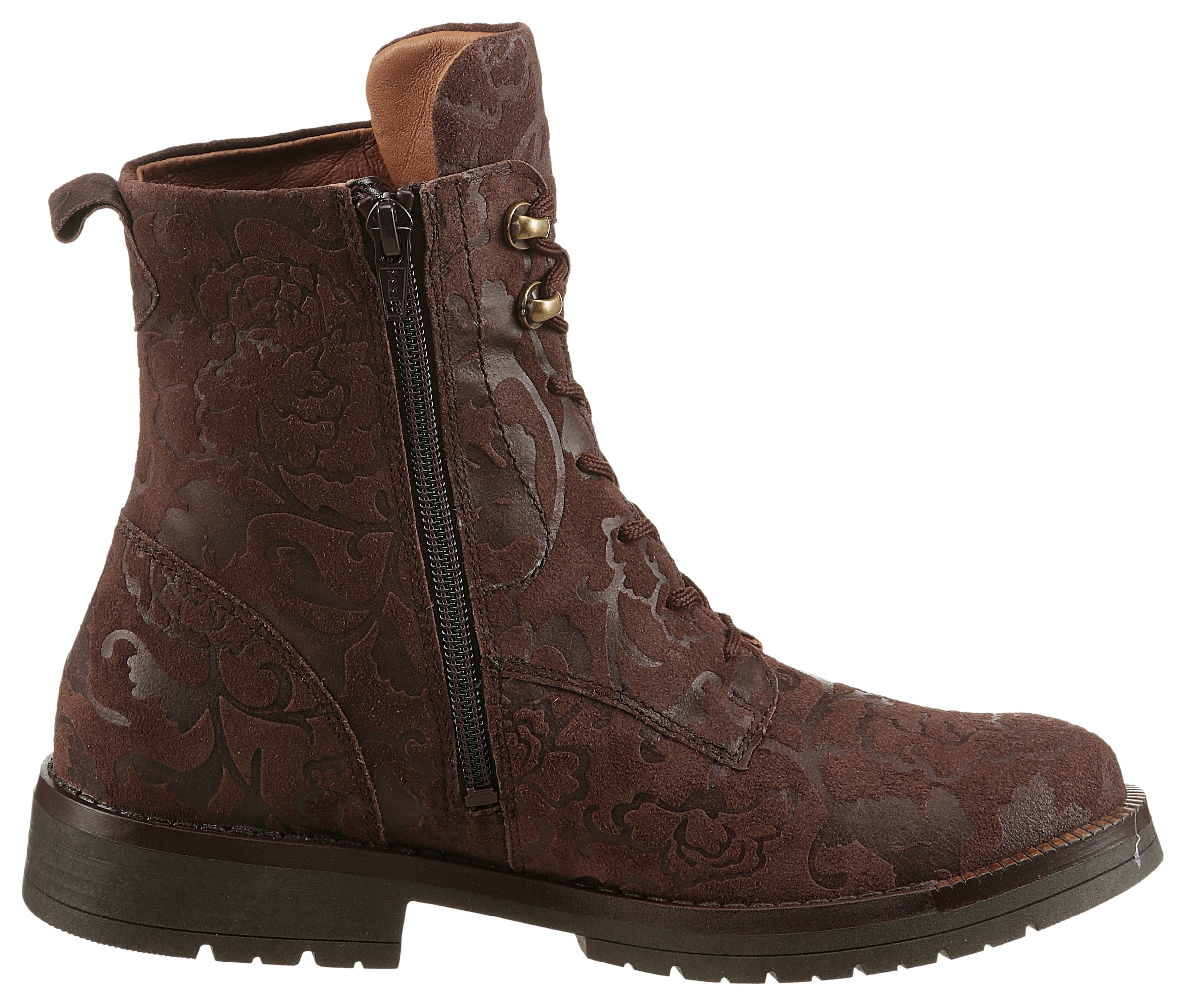 Waldläufer Schnürstiefelette »G-RAVINA«  Schnürboots, Blockabsatz, in floraler Optik, Komfortweite G (=weit)