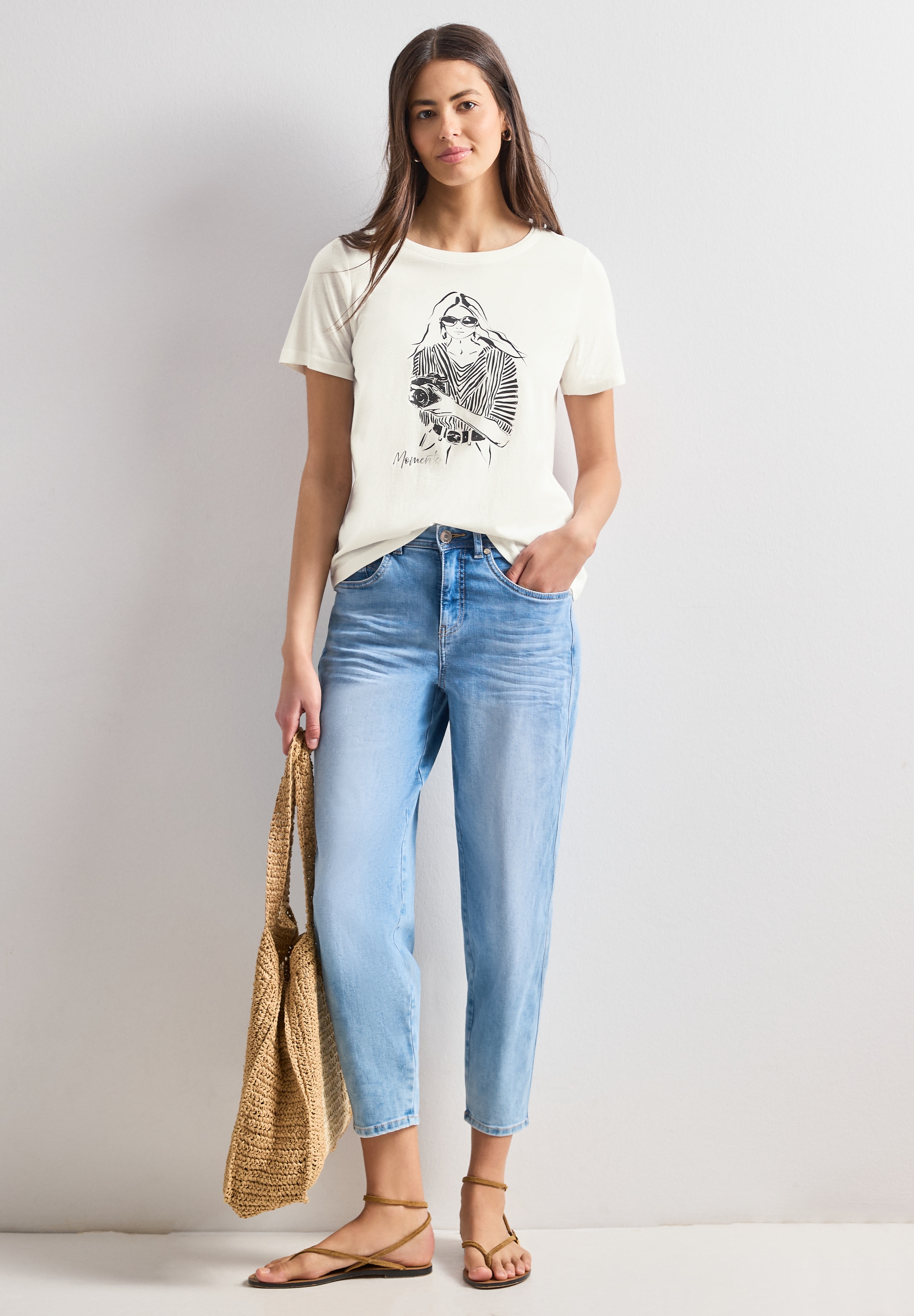 STREET ONE Print-Shirt aus softem Materialmix