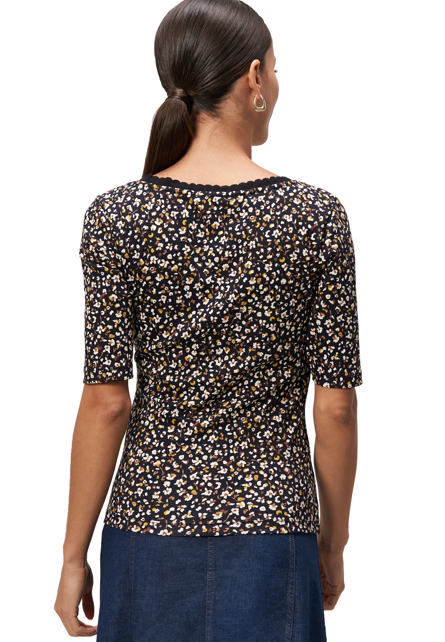 Zero Kurzarmshirt »zero Blumenshirt mit Wellensaum«, (1 tlg.), weiteres Detail