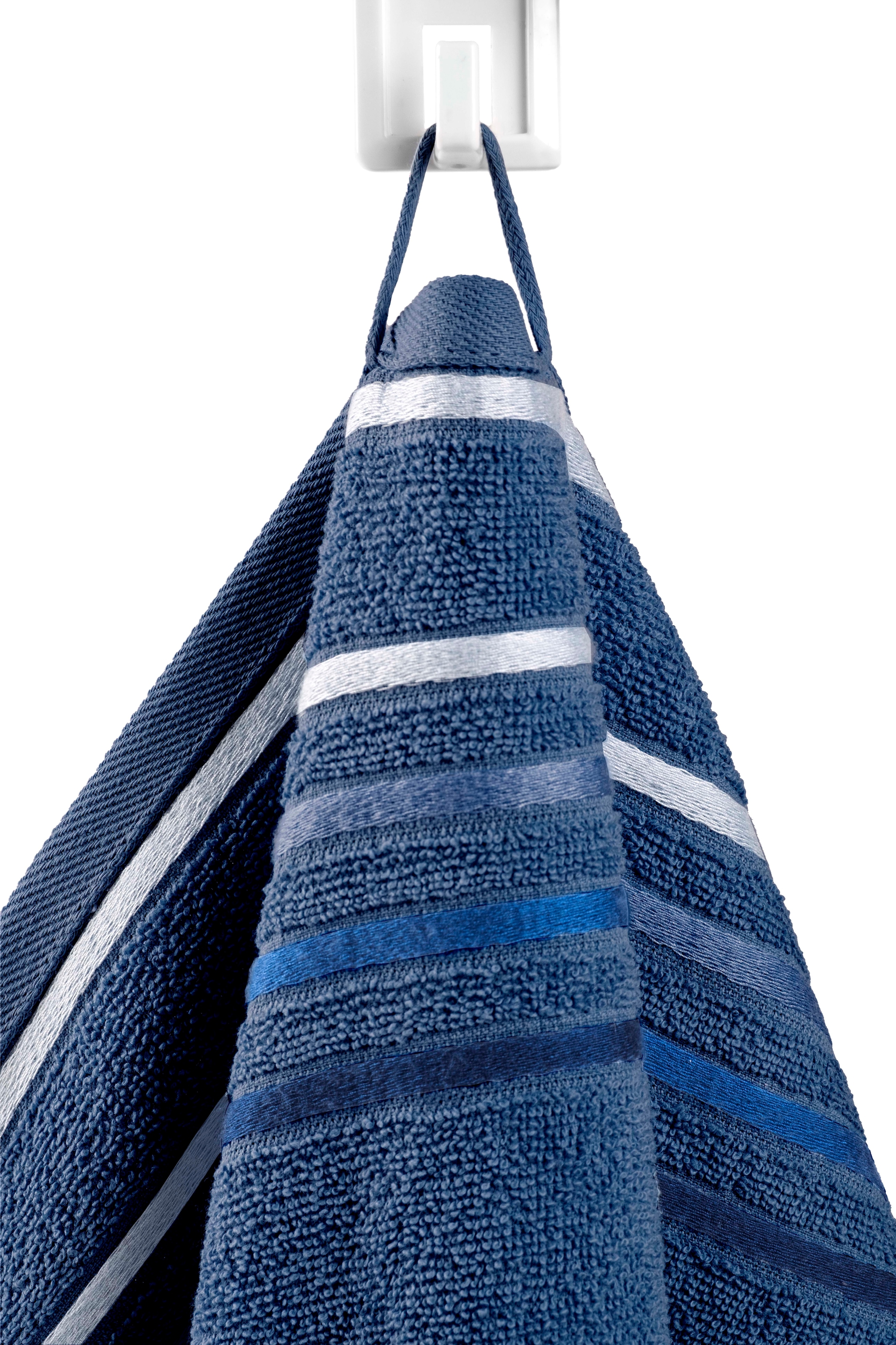 OTTO home Handtuch Set »Niki, Duschtuch, Handtücher und Gästetücher« Set Walkfrottee Handtücher mit mehrfarbiger Streifenbordüre, weich, aus 100% Baumwolle