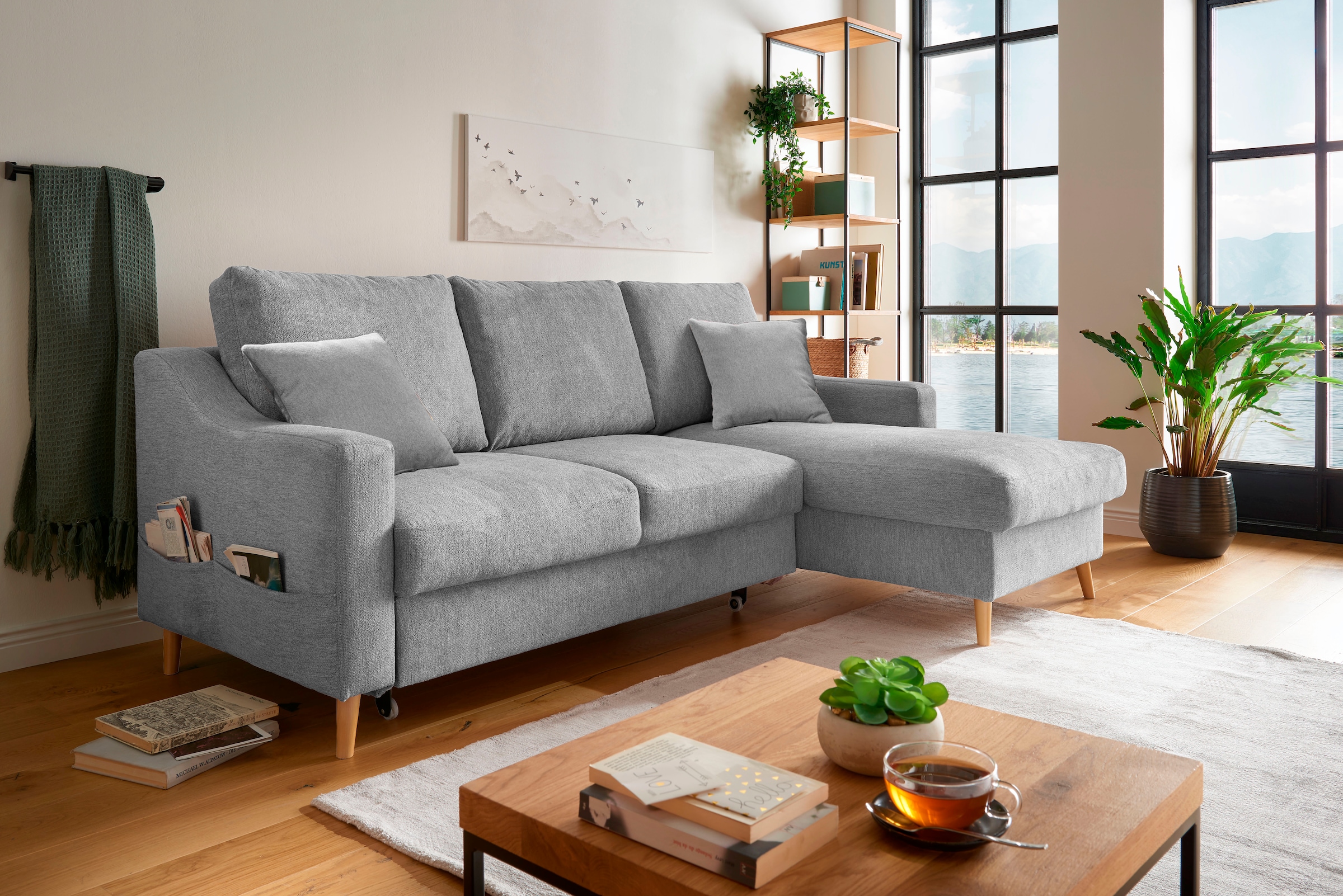 Home affaire Ecksofa "Valentina L-Form" 2 Zierkissen, mit Seitentasche, aus günstig online kaufen