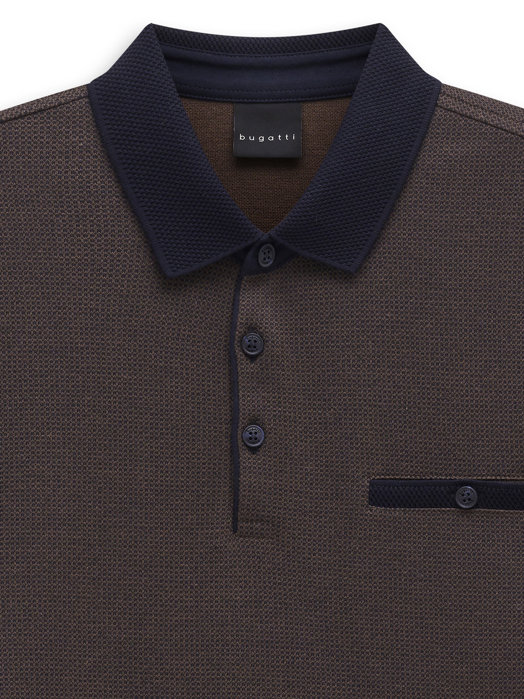 bugatti Poloshirt »Modern Fit« Modern Fit Brusttasche Kontraststreifen