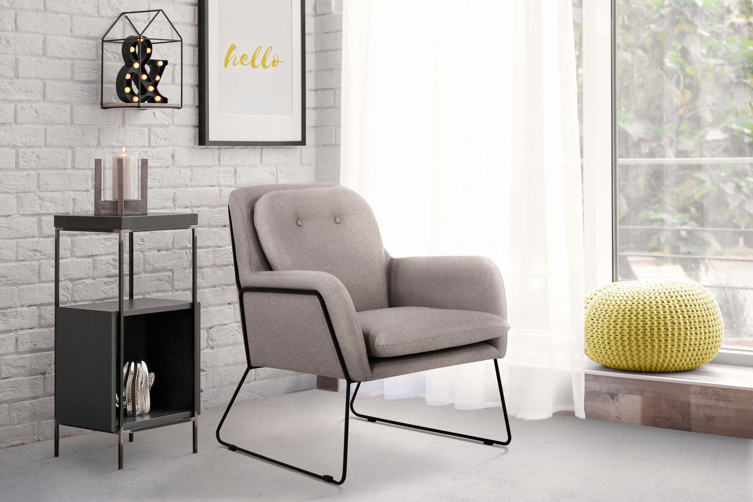 Home affaire Sessel "Flin Cocktailsesel" mit Knöpfen und Kissenoptik im Rüc günstig online kaufen