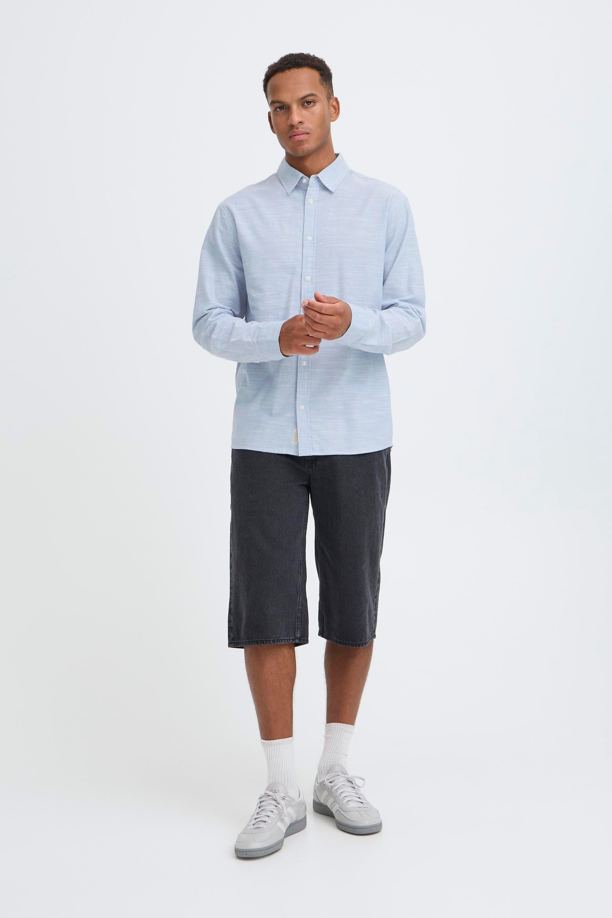 Thumbnail - Blend Langarmhemd "BHDaris" Meliertes Langarmhemd mit 2-Knopf-Manschette