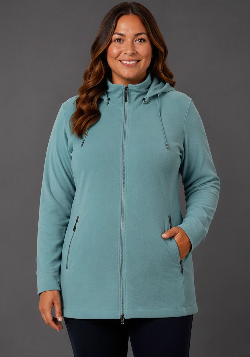 Polarino Fleecejacke "Große Größen" mit Kapuze für kalte Tage, aus Fleece, sportlicher Stil, atmungsaktiv