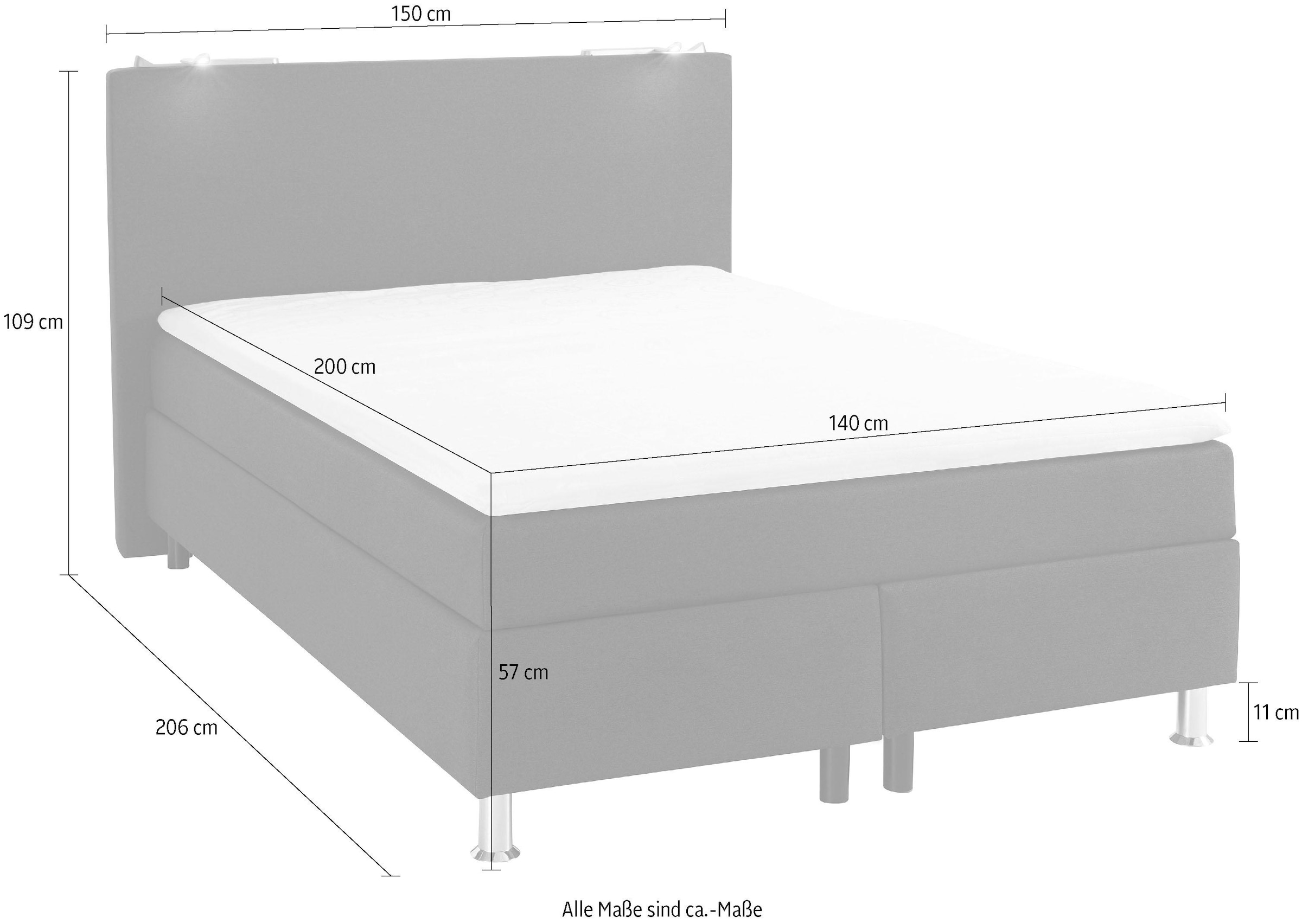 COLLECTION AB Boxspringbett, inkl. LED-Beleuchtung und Topper