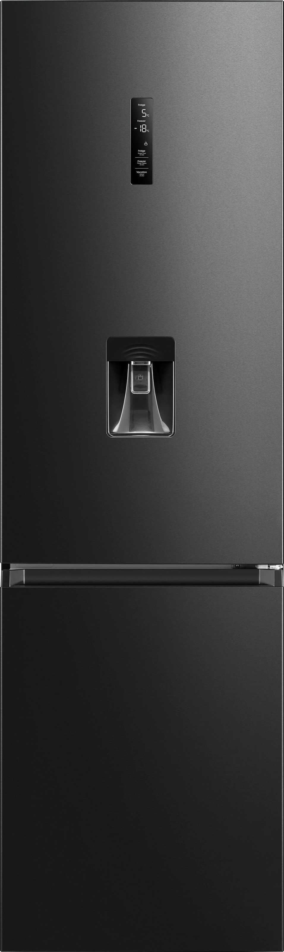 Preisvergleich für C (A bis G) HANSEATIC Kühl-/Gefrierkombination  Kühlschränke schwarz (schwarzes edelstahl) Kühl-Gefrierkombination, BxT  201x8 cm, aus Glas, GTIN: 4029686460669 | Ladendirekt