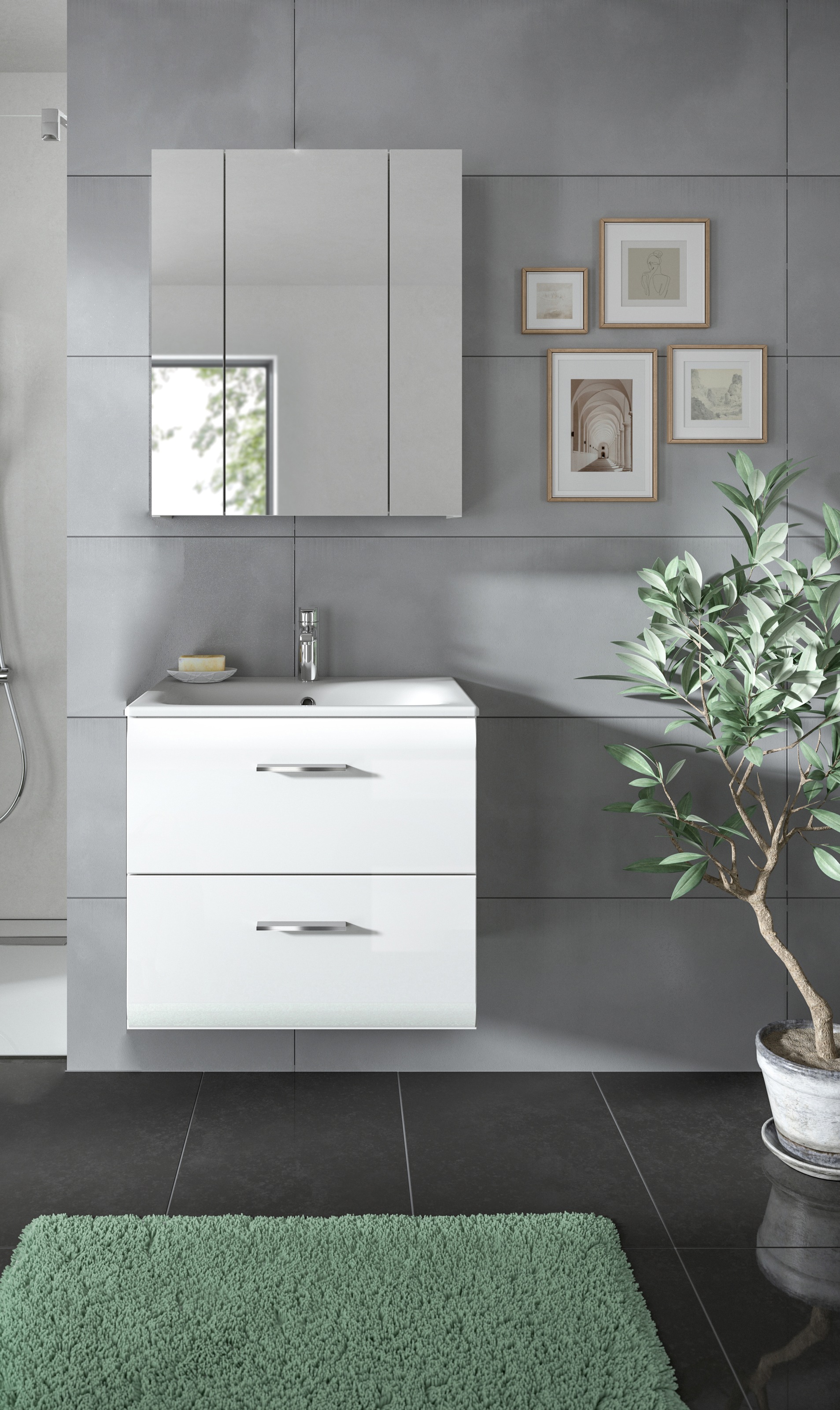 INOSIGN Badezimmer-Set, (Set, 3 St.), Florenz, Badkombination 3-tlg., Weiß günstig online kaufen