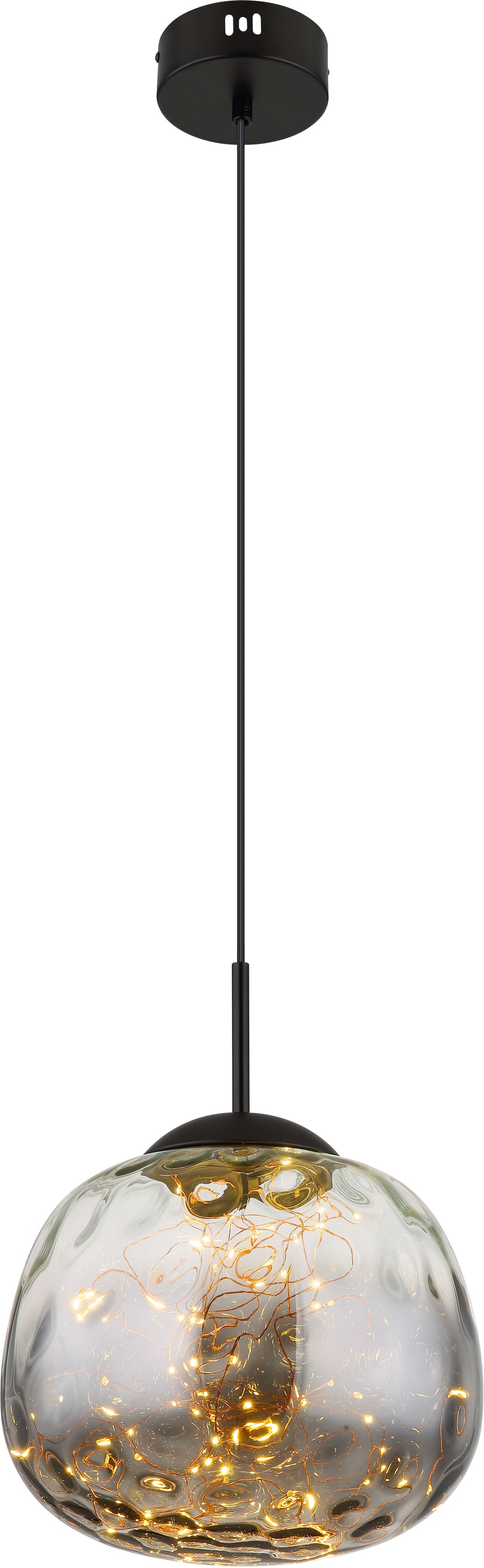 GLOBO LIGHTING LED Pendelleuchte "FIREFLY", 1 Stk.schwarz, Leuchten, Hängelampe/Pendelleuchte/Glas rauchfarben/Höhe kürzbar/Esstisch