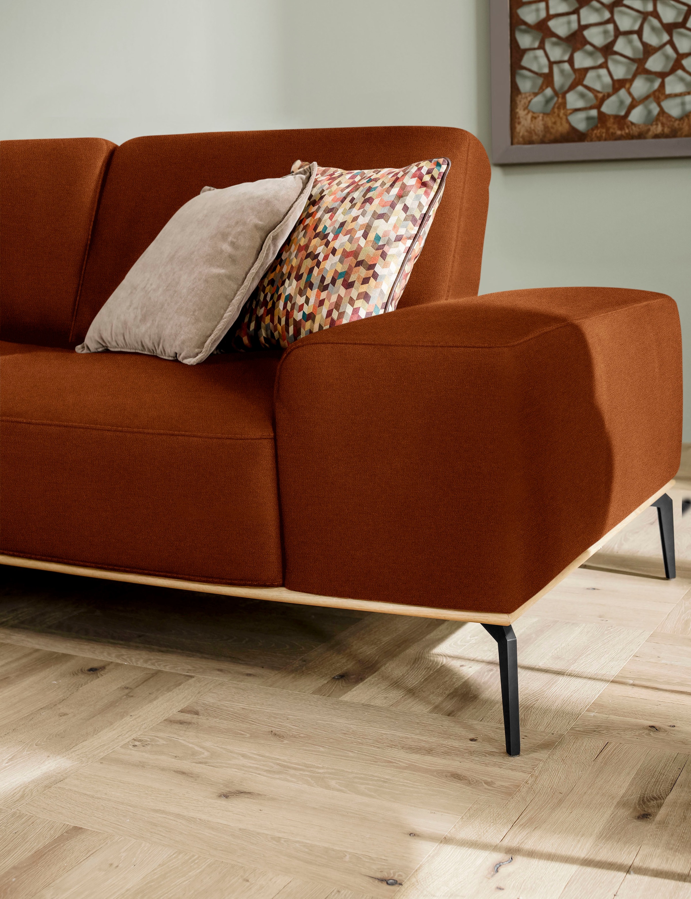 W.SCHILLIG Ecksofa »run, Designsofa mit tollem Sitzkomfort, bequem, L-Form«, mit Holzsockel, Füße in Schwarz pulverbeschichtet, Breite 319 cm