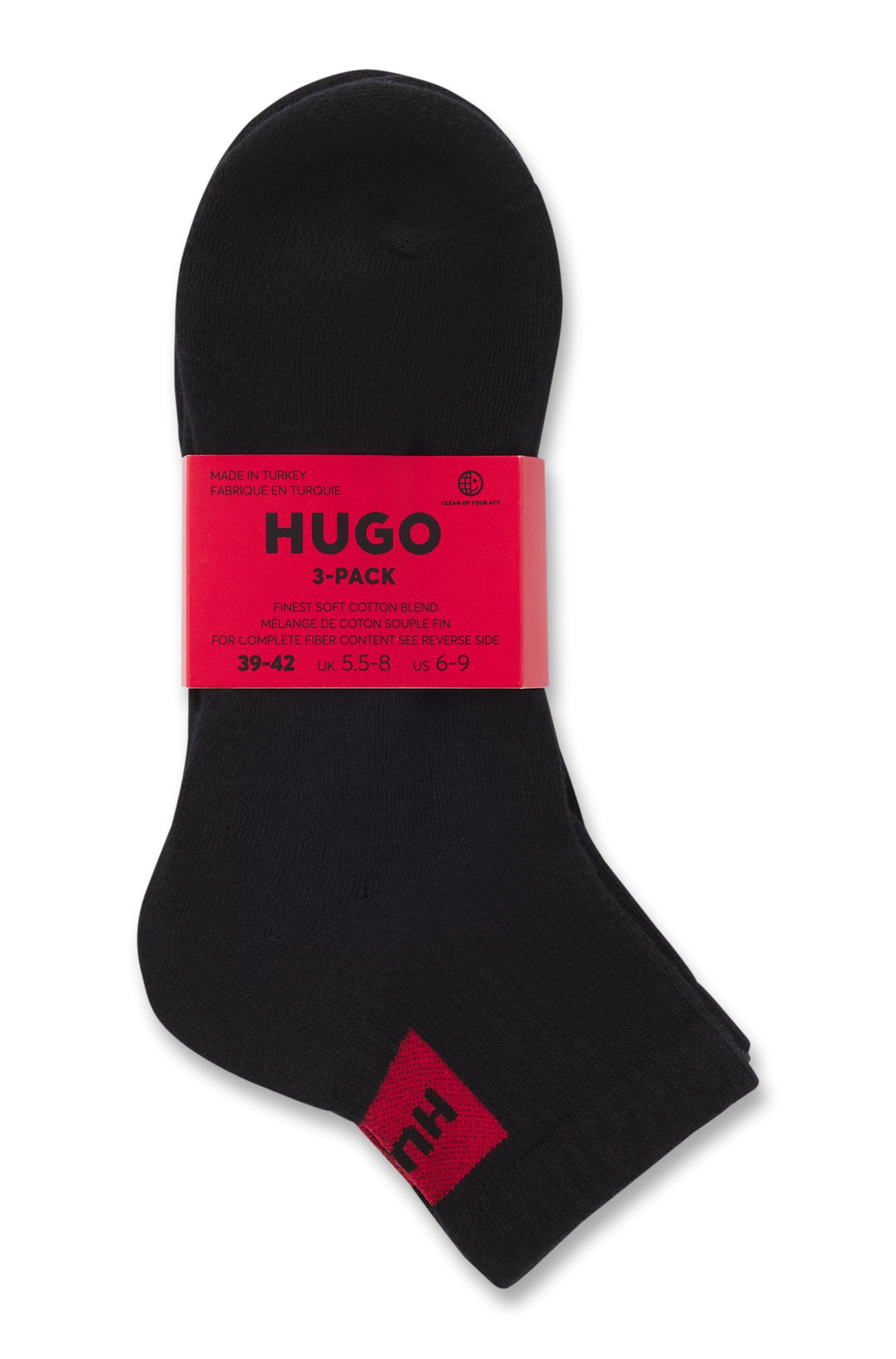 HUGO Underwear Freizeitsocken, (Packung, 3 Paar, 3er), mit kontrastfarbenem HUGO Logo