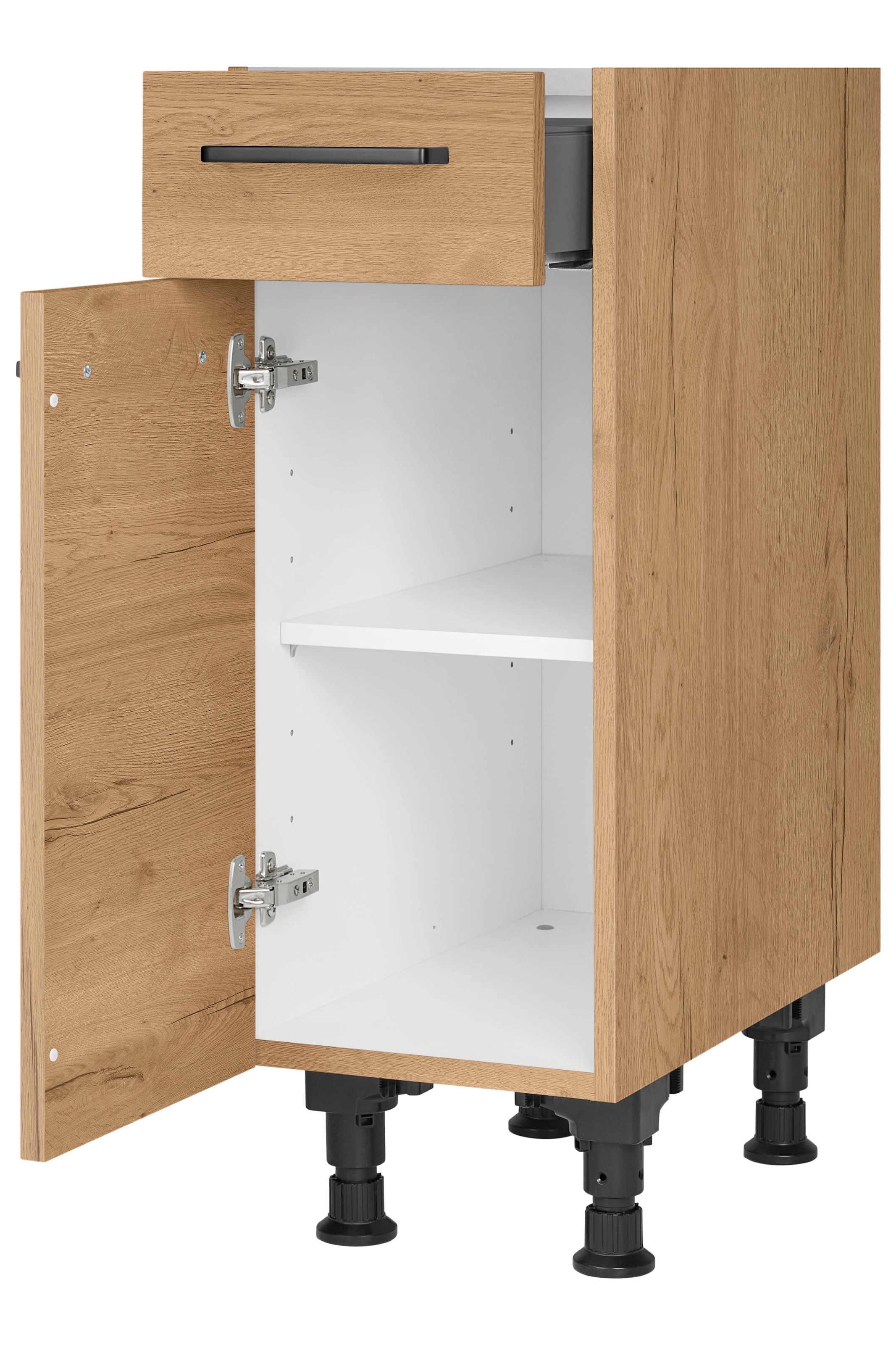 nobilia® Unterschrank »"Structura", Ausrichtung wählbar, vormont., in den Breiten 30, 45 und«, 60 cm Breite, mit höhenverstellbaren Sockelfüßen, vormontiert
