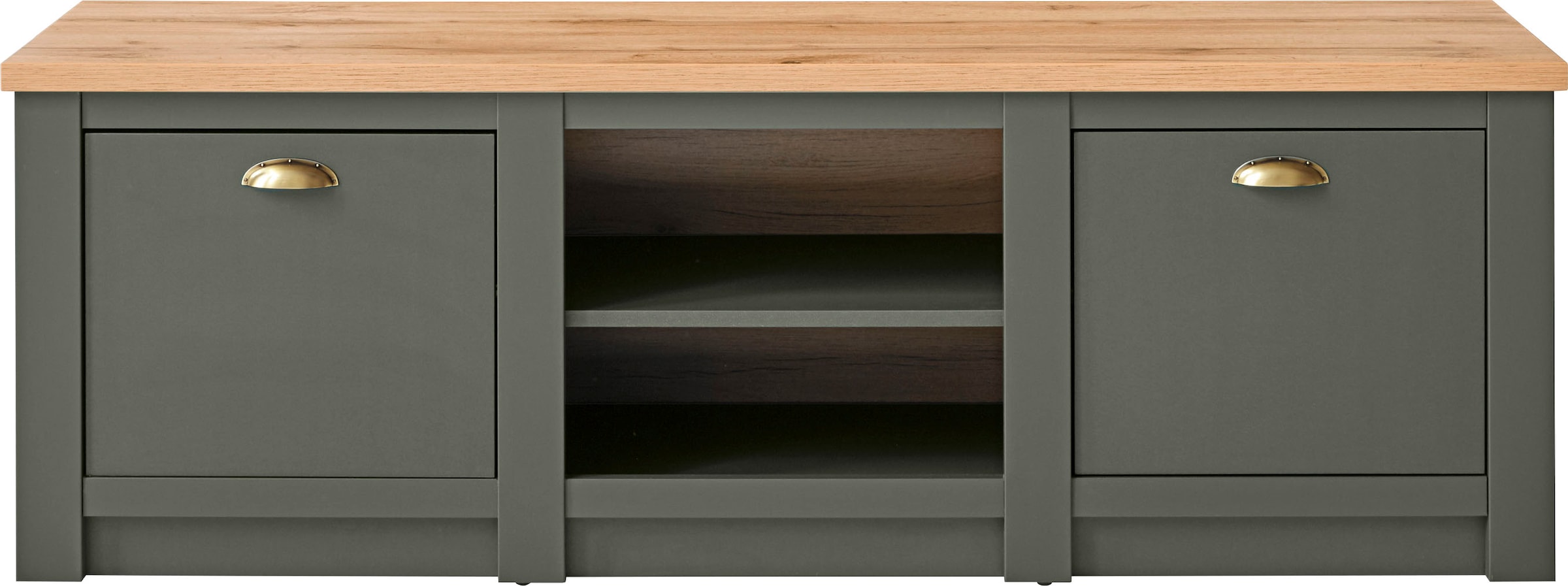 Home affaire Lowboard "Cambridge, moderner TV-Unterschrank, Kommode, TV-Schrank, Landhausstil" messingfarbene Metallgriffe, ausreichend Stauraum, 152 cm breit