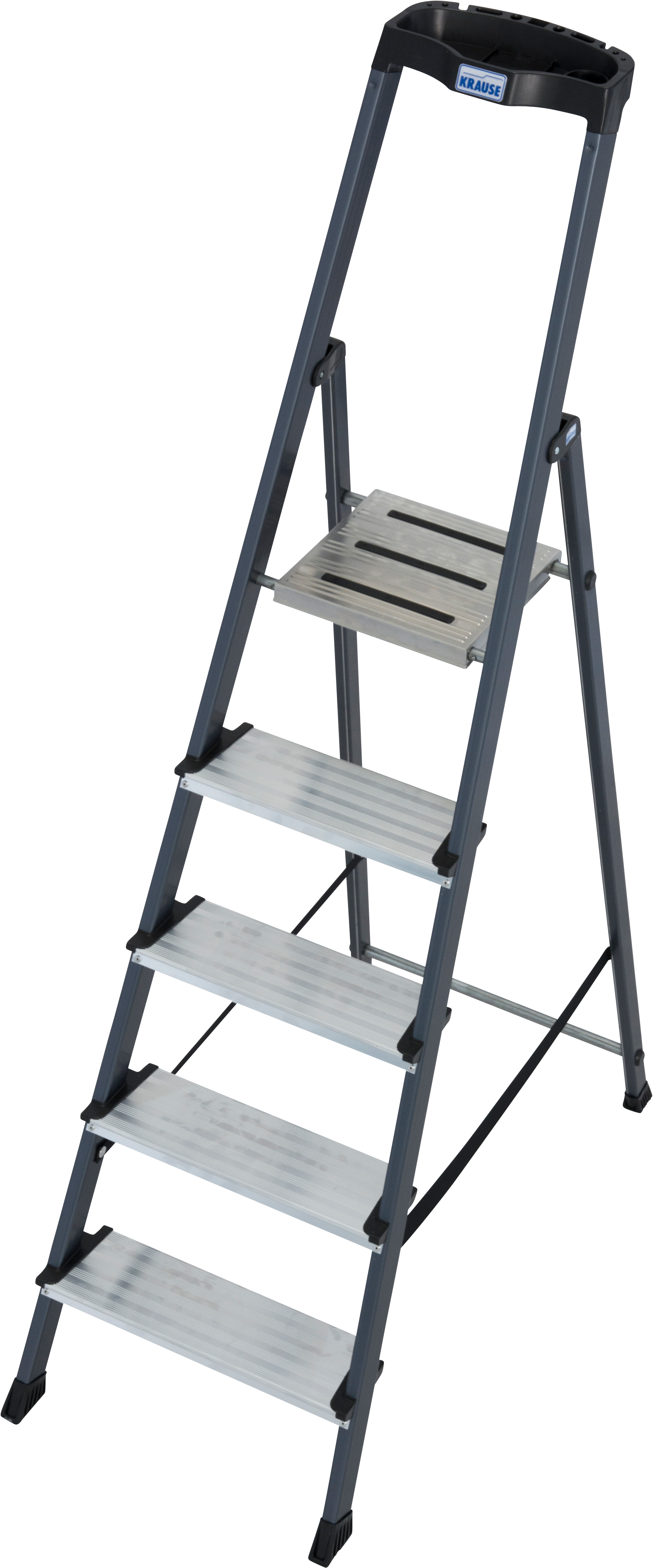 KRAUSE Stehleiter "Securo" Alu eloxiert, 1x5 Stufen, Arbeitshöhe ca. 305 cm
