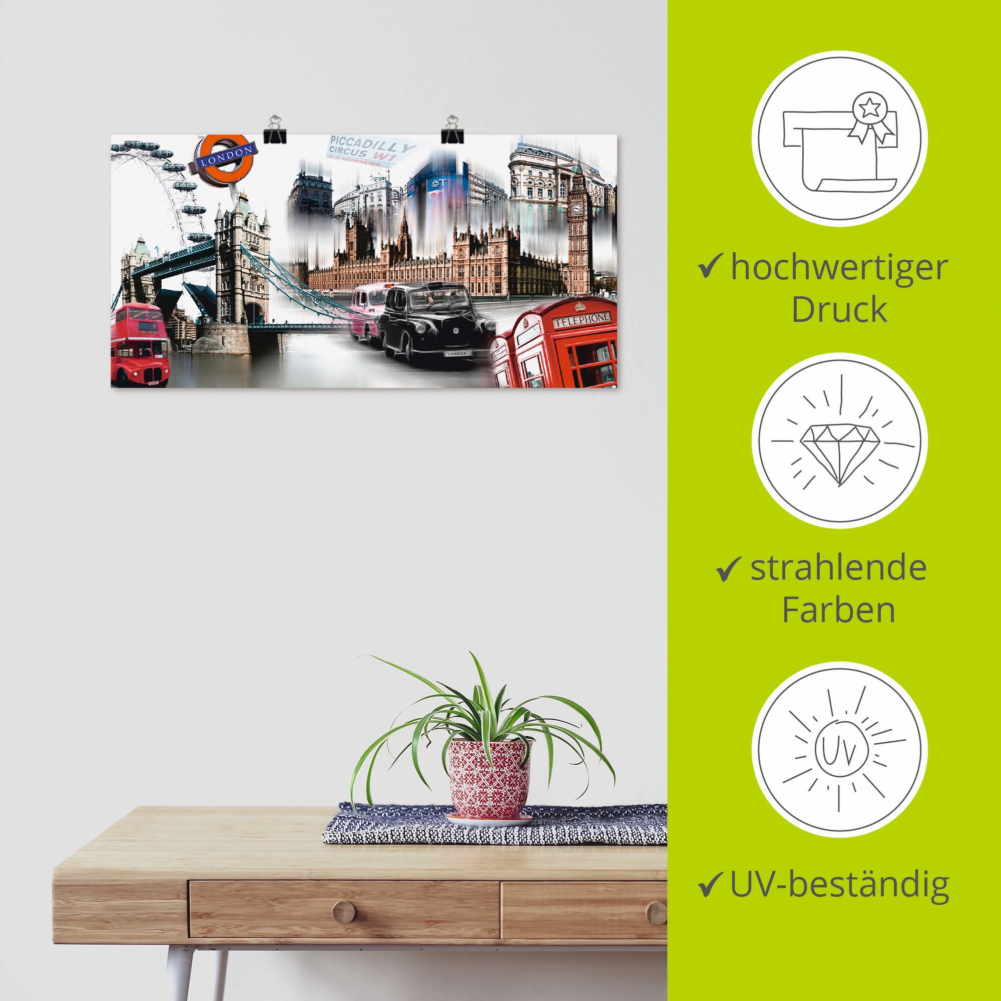 Artland Wandbild »London Skyline Collage IV« Großbritannien 1 Stk. tlg. als Leinwandbild, Poster, Wandaufkleber in verschied. Größen