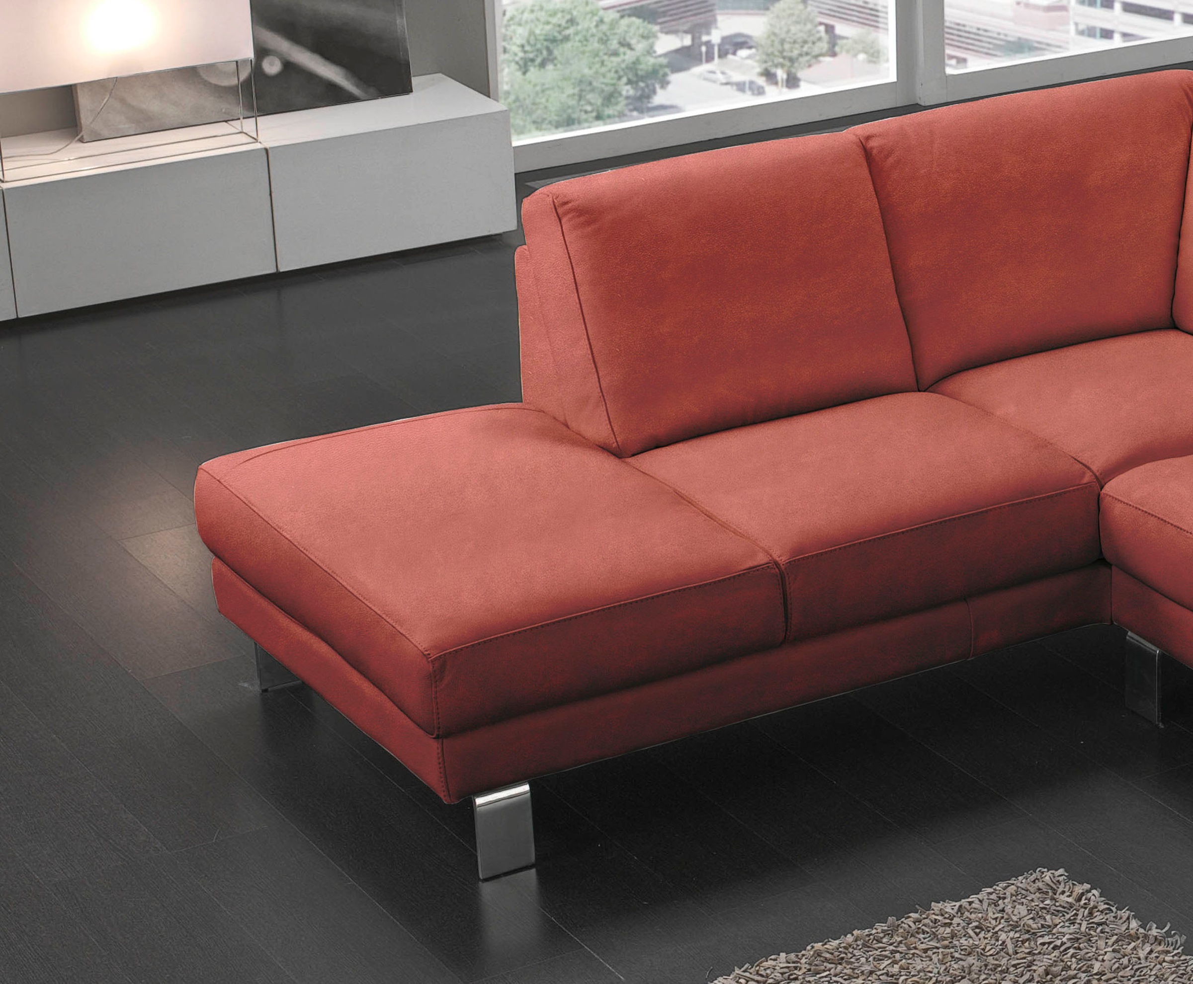 Egoitaliano Ecksofa »Shakira, Design und Sitzkomfort auf hohem Niveau, tolle Details«, mit Ottomane, L-Form, elegante Metallfüße