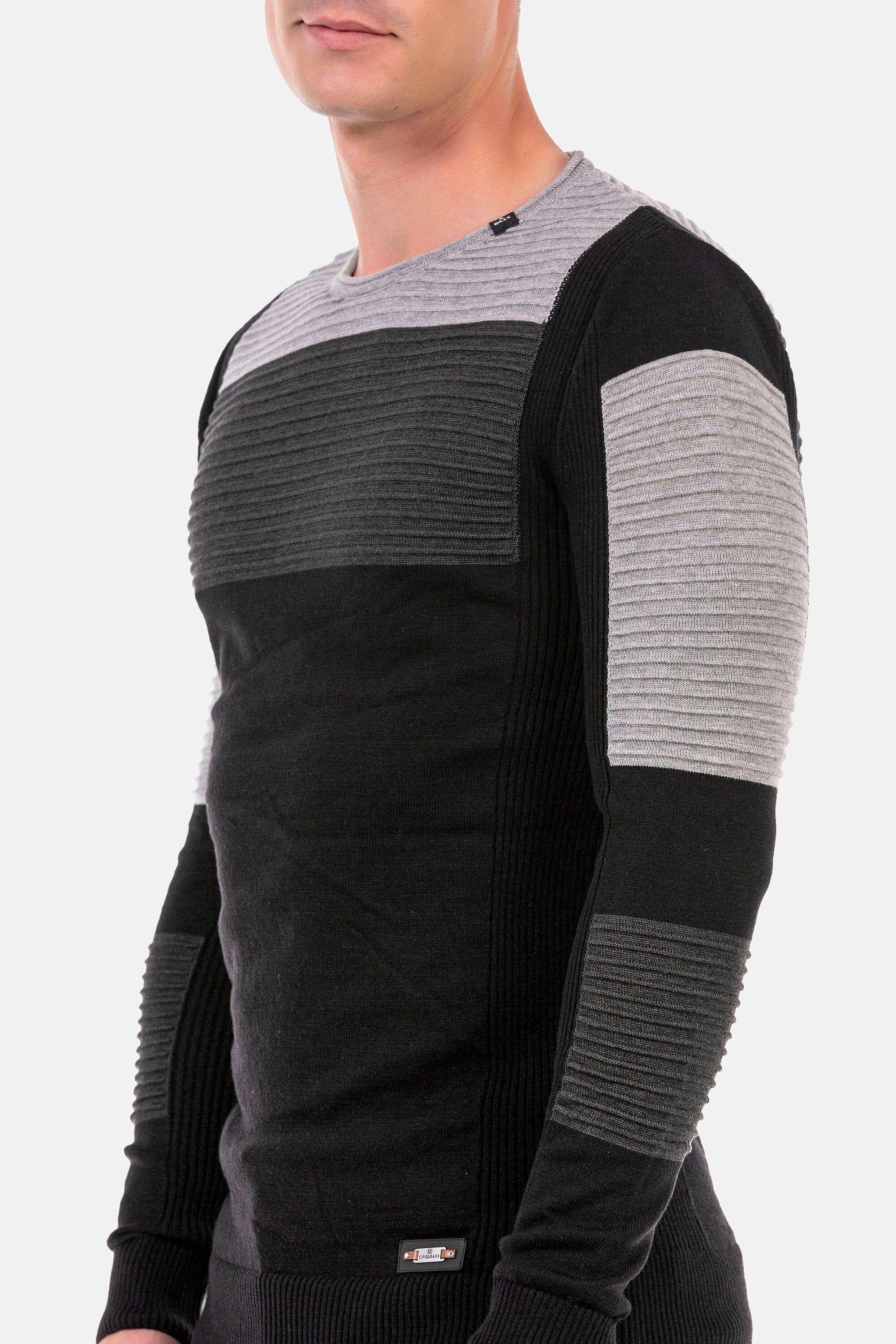Cipo & Baxx Rundhalspullover »Pullover«, in extravagantem Strickdesign, CP247