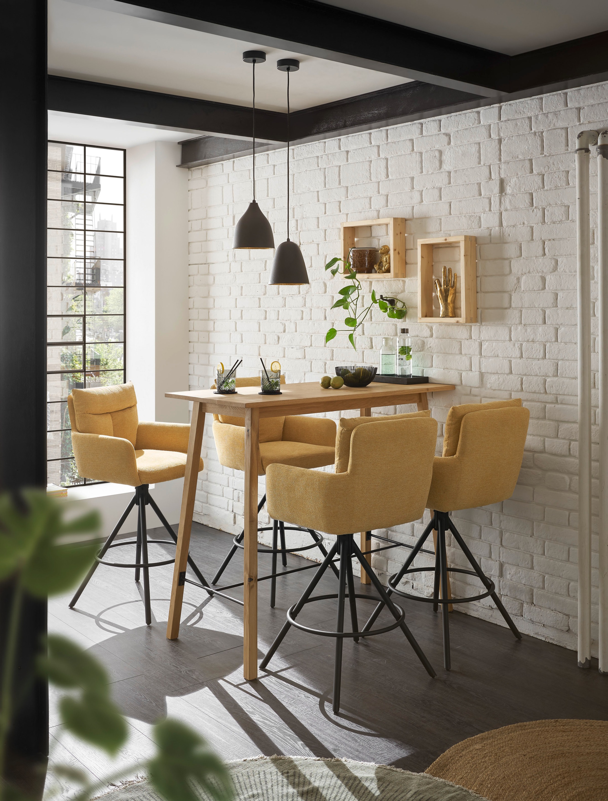 Stolkom Bartisch »Jules Eiche Massivholz geölt, Hochtisch BxHxT 120x104x60 cm«, Skandi Look Eiche Massivholz geölt durchgehende Lamelle