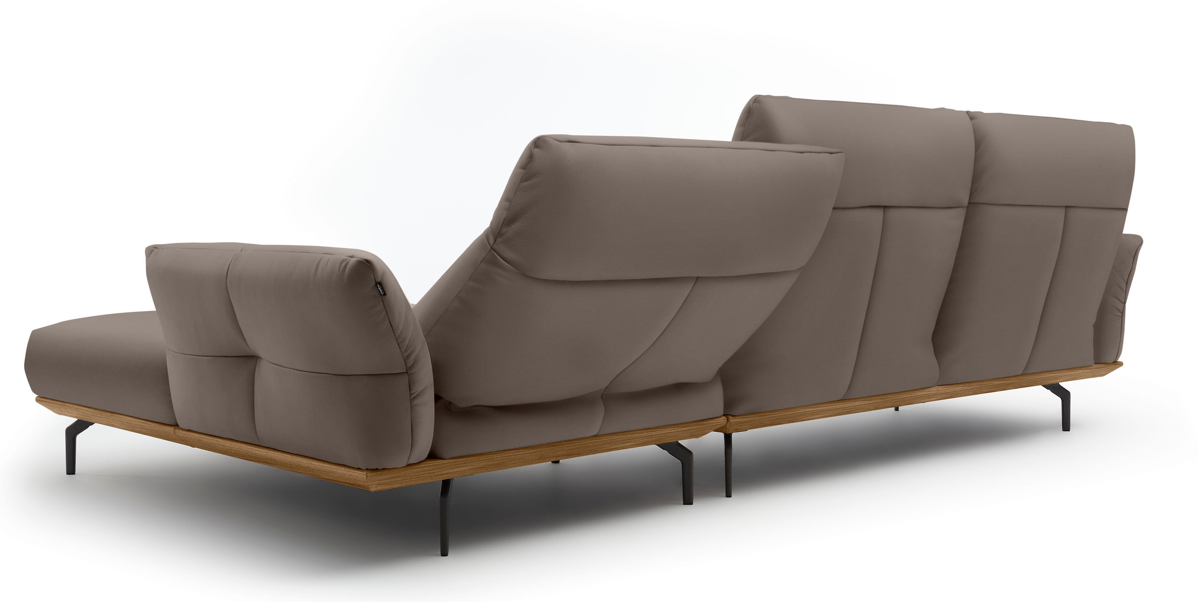 Creation BY ROLF BENZ Ecksofa »CR.460«, Sockel in Nussbaum, Winkelfüße in Umbragrau, Breite 318 cm
