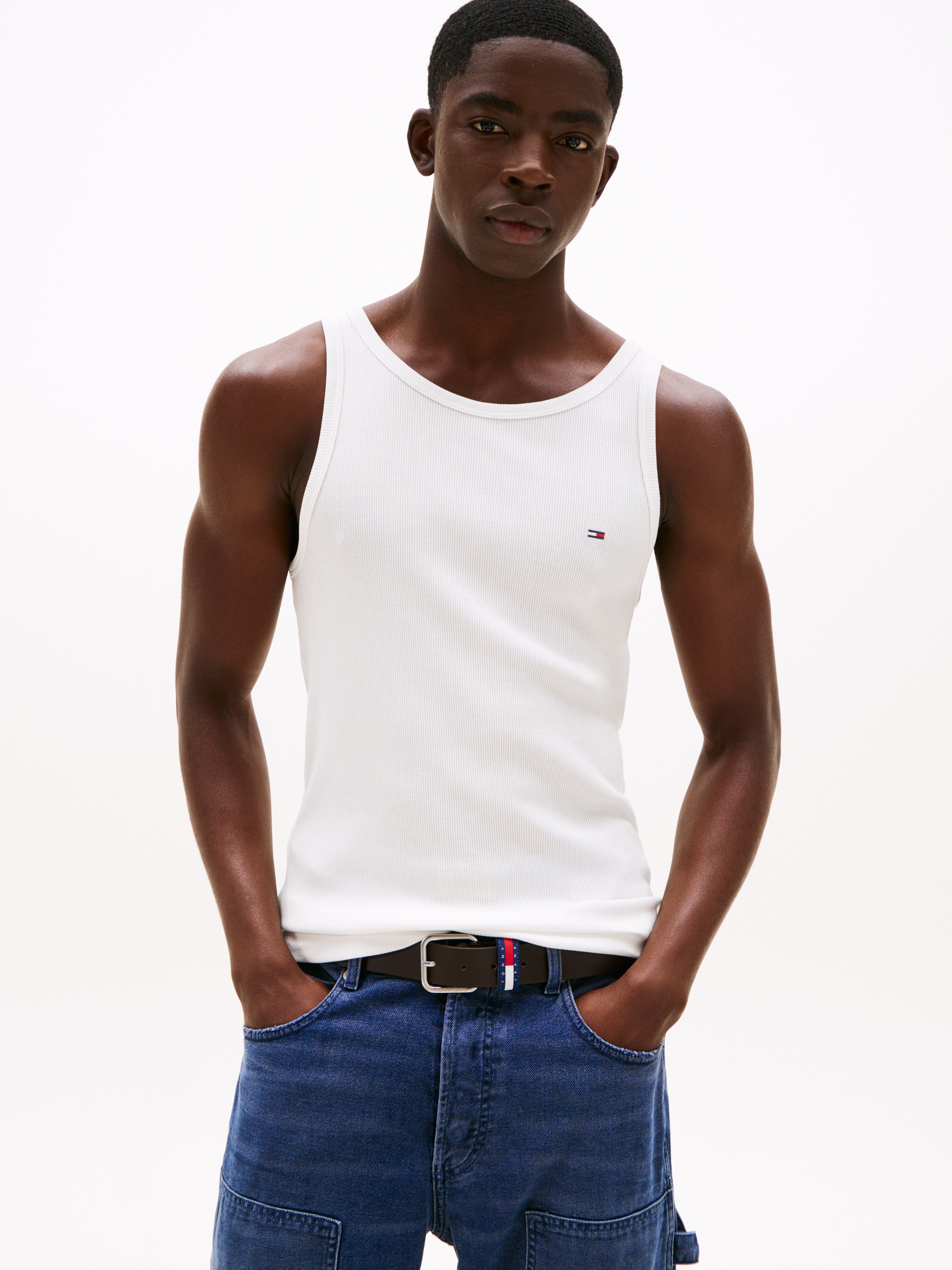 Tommy Jeans Tanktop "TJM XSLIM CLSSC FLAG RIBBED TANK" günstig online kaufen