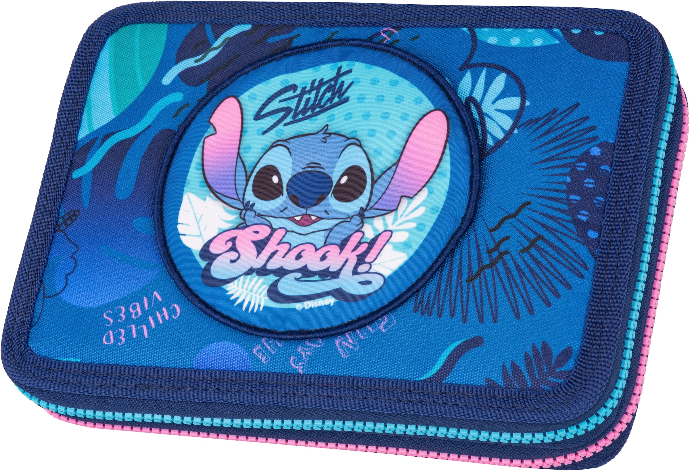 CoolPack Federmäppchen "Etui XL, Disney, Stitch, mit 2 Reißverschlüssen", befüllt