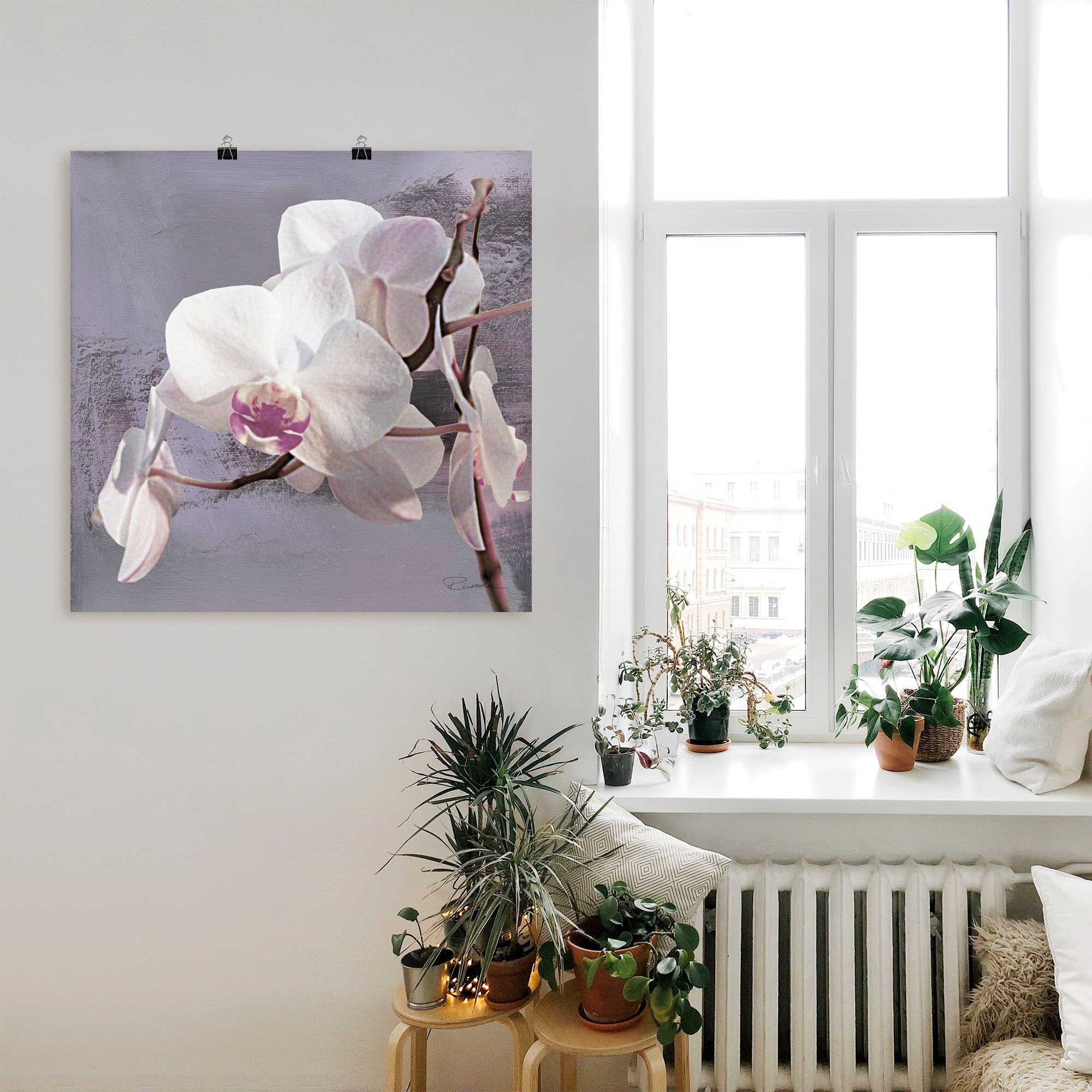 Artland Wandbild »Orchideen vor Violett I«, Blumen, (1 St.), als Alubild, Outdoorbild, Leinwandbild, Poster, Wandaufkleber