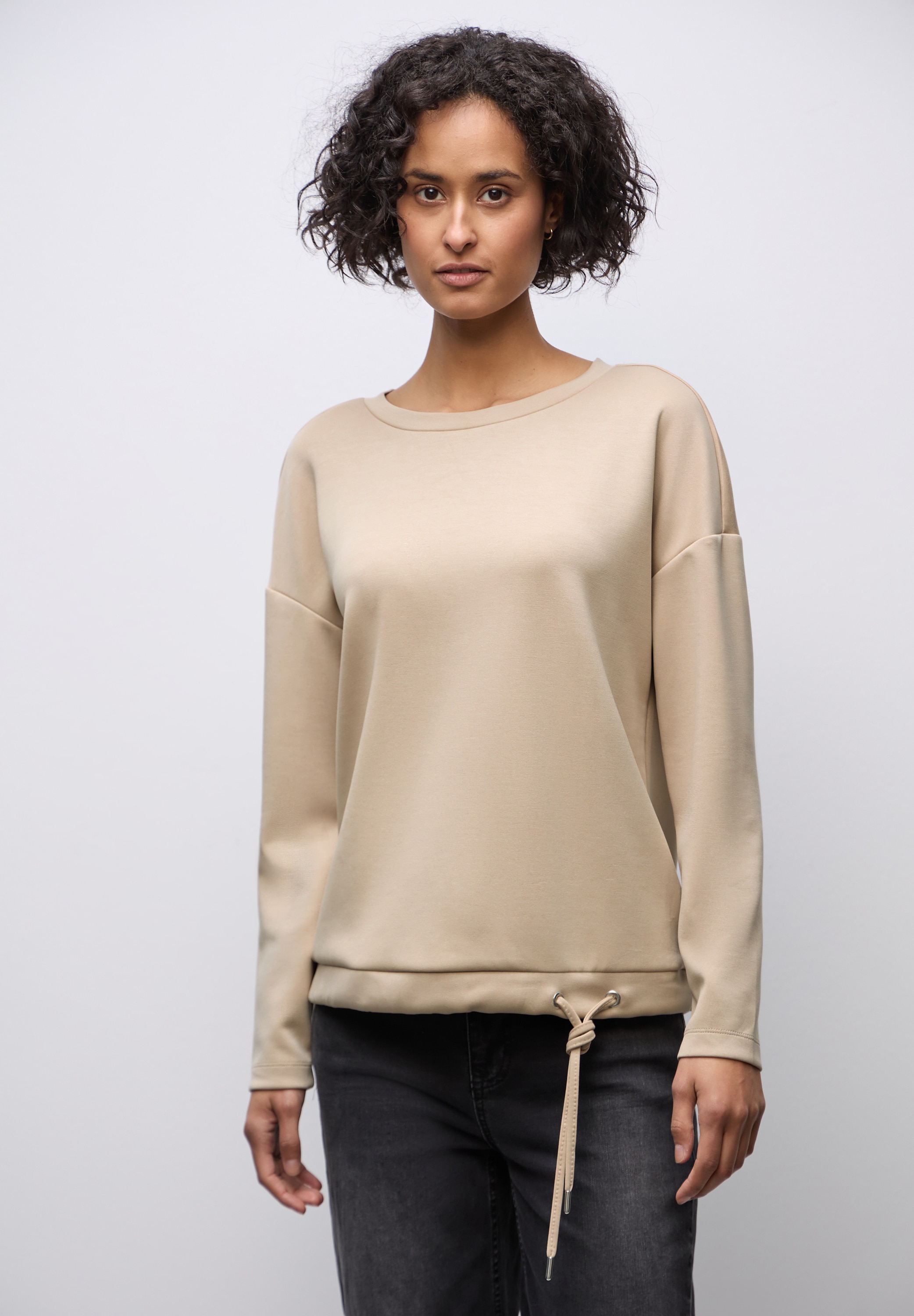 STREET ONE Langarmshirt mit Tunnelzug am Saum