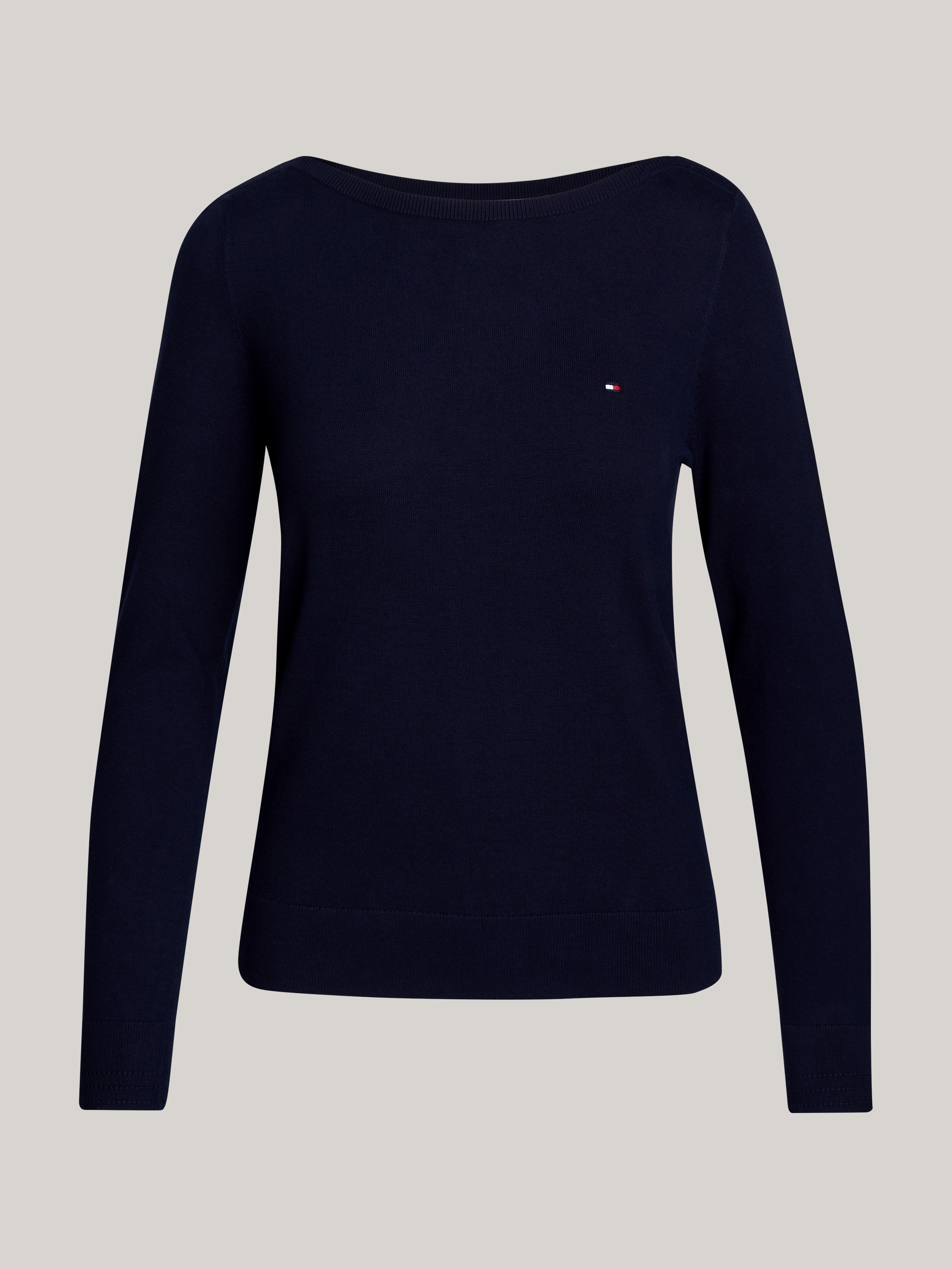 Tommy Hilfiger Strickpullover »CO JERSEY STITCH V-NK SWEATER«, mit Tommy Hilfiger Logo-Flag