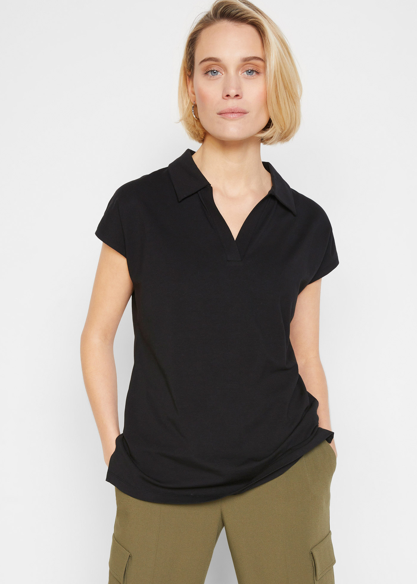 bonprix Regular Fit Passform, Kurzarm, offener Polokragen