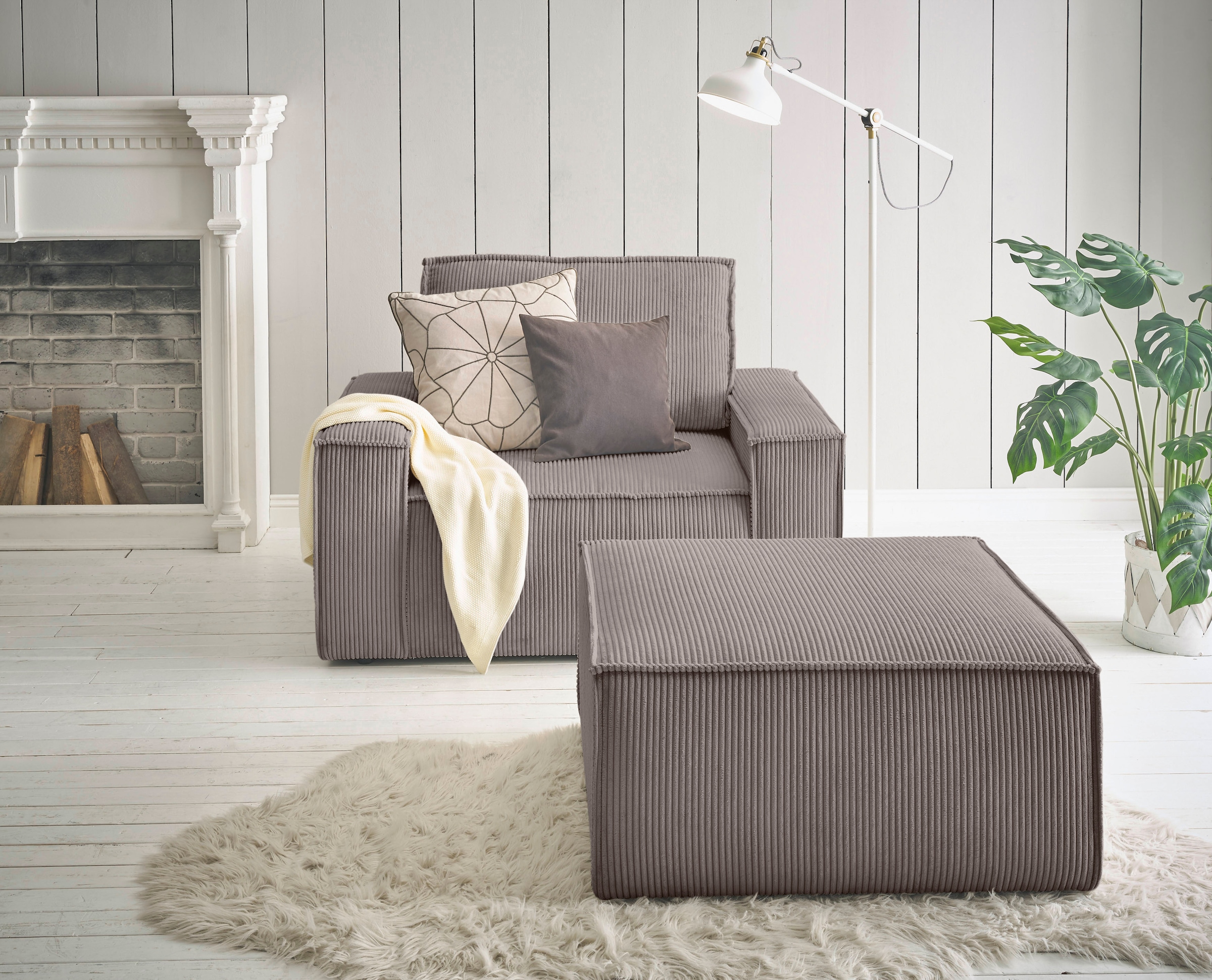OTTO home Sessel "SHERWOOD Cord Sessel-Set" Loveseat und Hocker im Set, passend zur Polster-Serie SHERWOOD