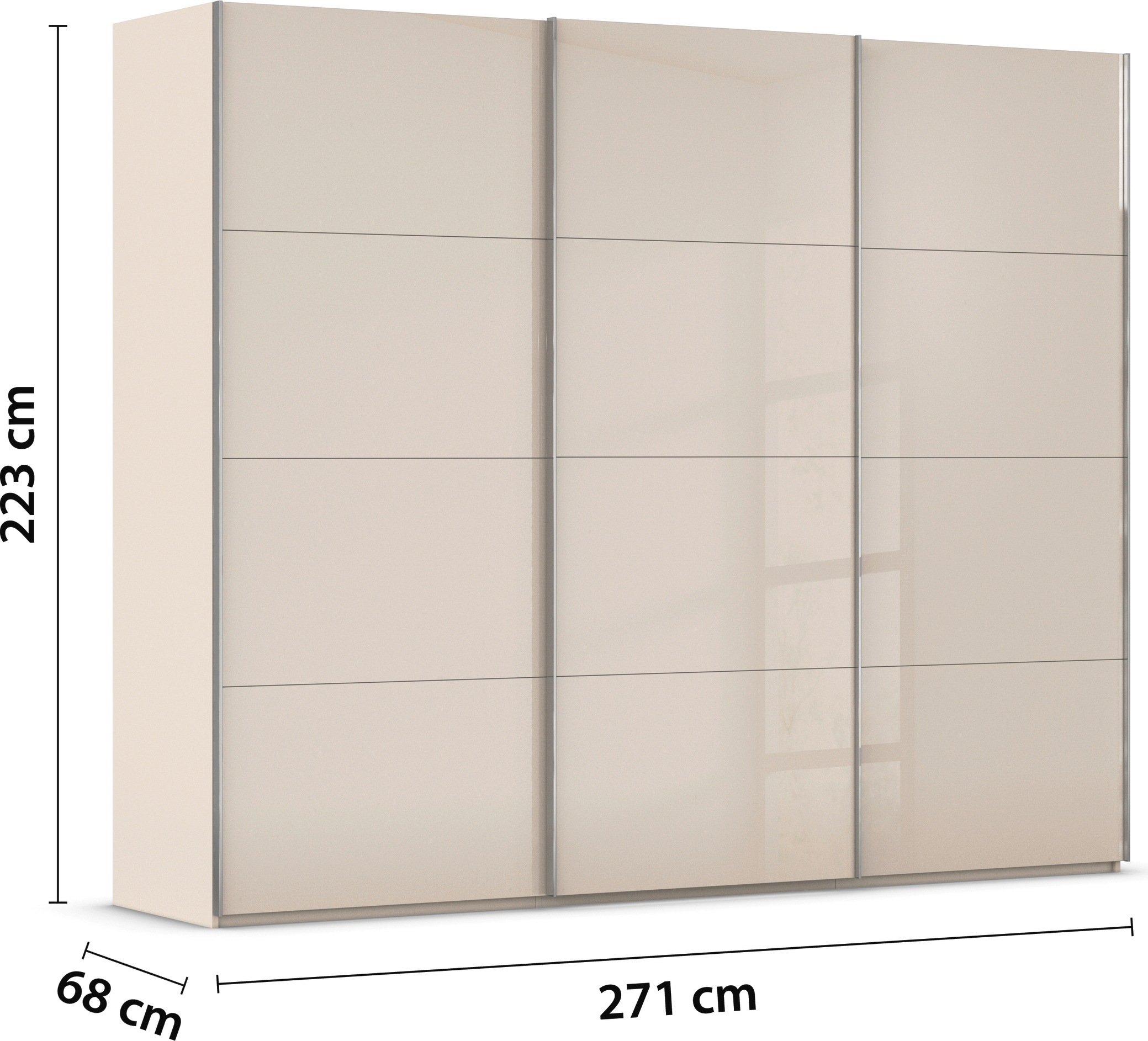 rauch Schwebetürenschrank »Kleiderschrank Schrank Garderobe Schlafzimmerschrank SCALE-FYRA«, edle viergeteilte Türen mit Glas-Front viele Farben MADE IN GERMANY
