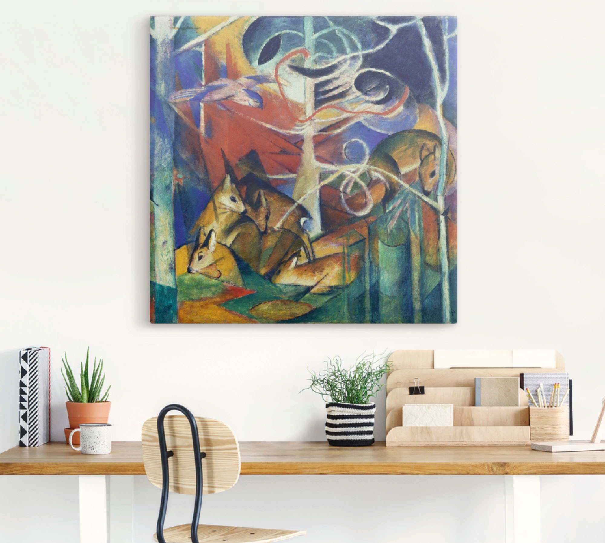 Artland Leinwandbild »Rehe im Walde I. 1913«, Wildtiere, (1 St.), auf Keilrahmen gespannt